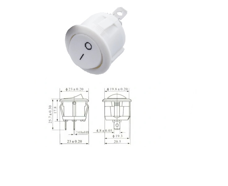 

Przełącznik Okrągły 2 Pin Kołyskowy 6,5A 250V