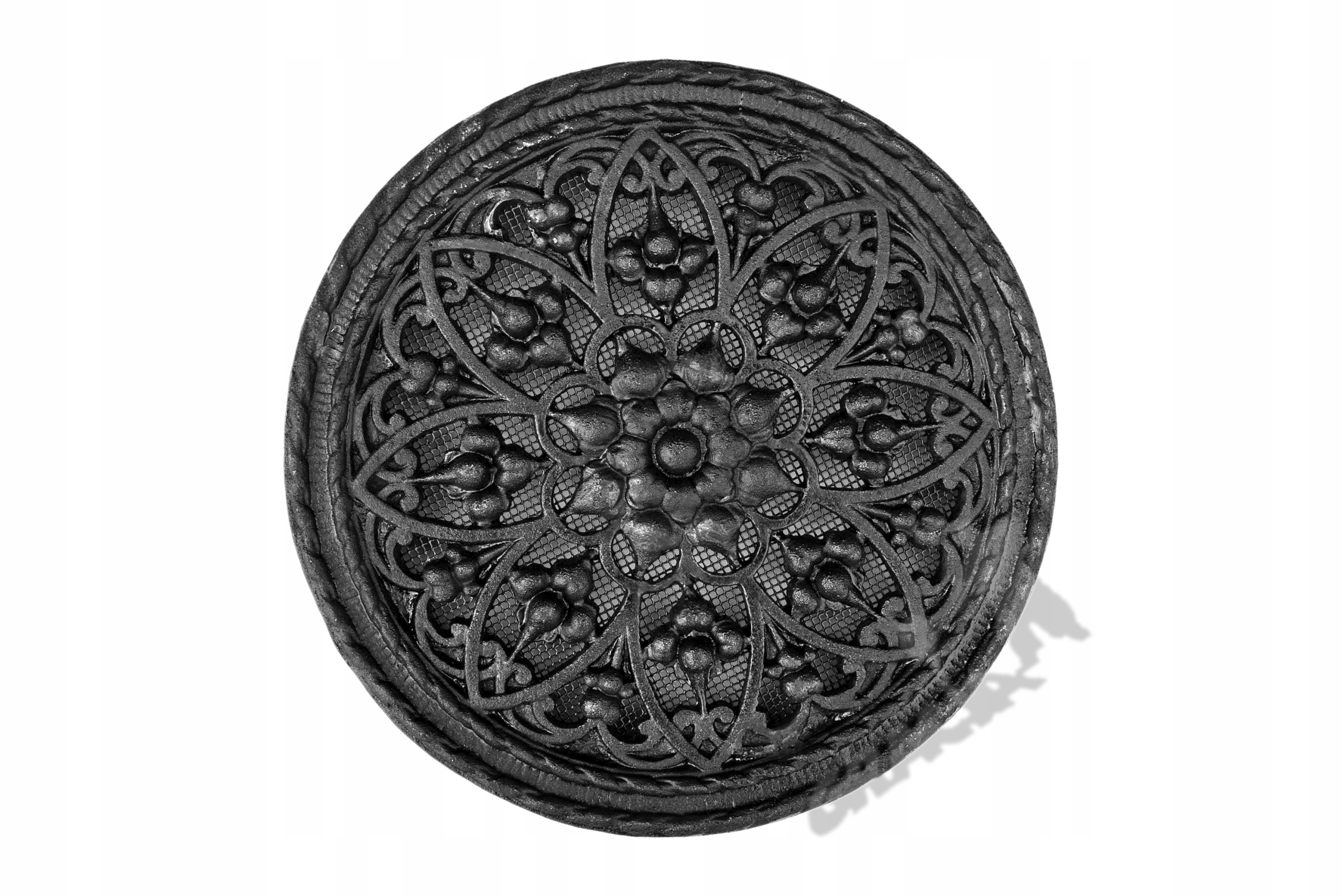 Kratka Wentylacyjna Nr 00A Okrągła Duża Z Kołnierzem I Siatką Żeliwna Retro