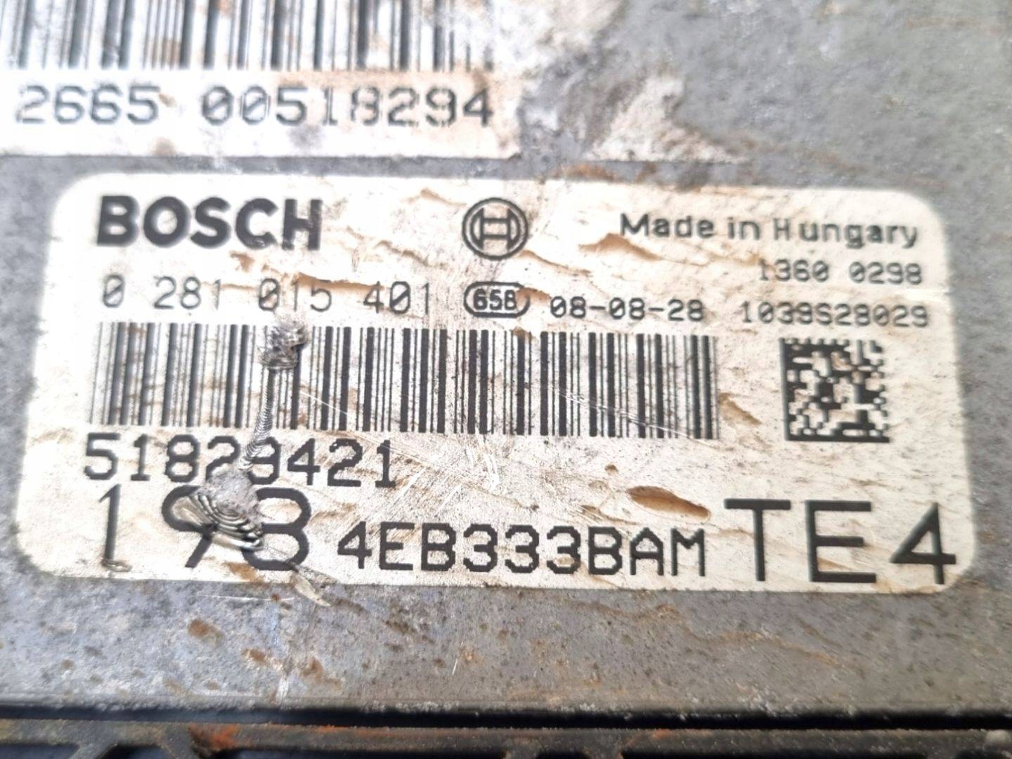 control unit of the engine Fiat Bravo 2 2008 51829421