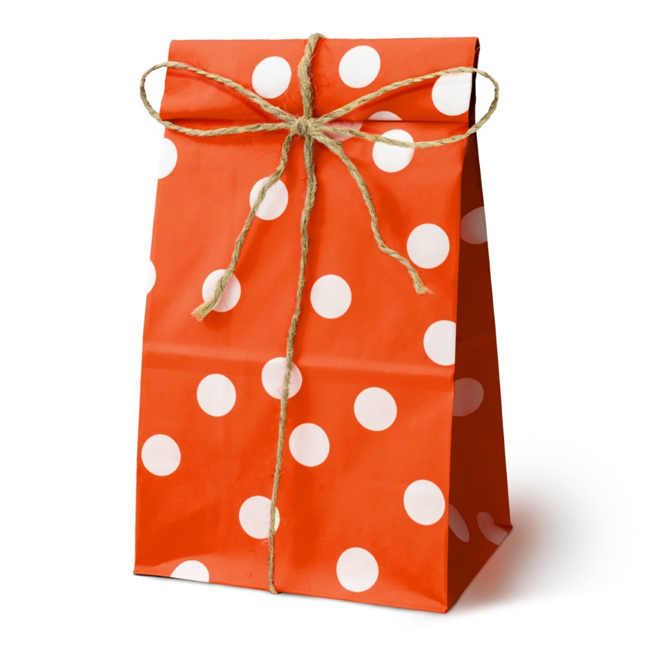 Torby papierowe KLOCKOWE w GROSZKI czerwone EKO