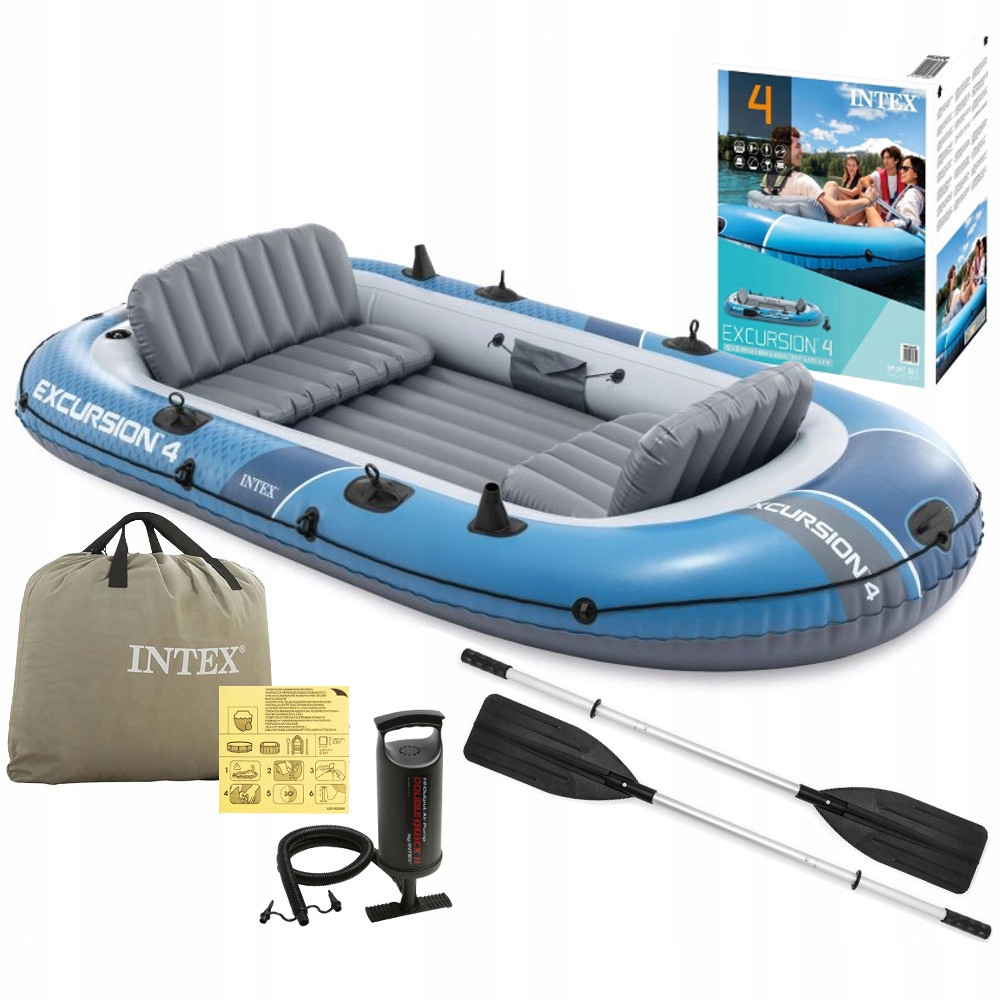 Ponton Wędkarski 315x165x43cm Intex 66324 Excursion 4 Wiosła Pompka