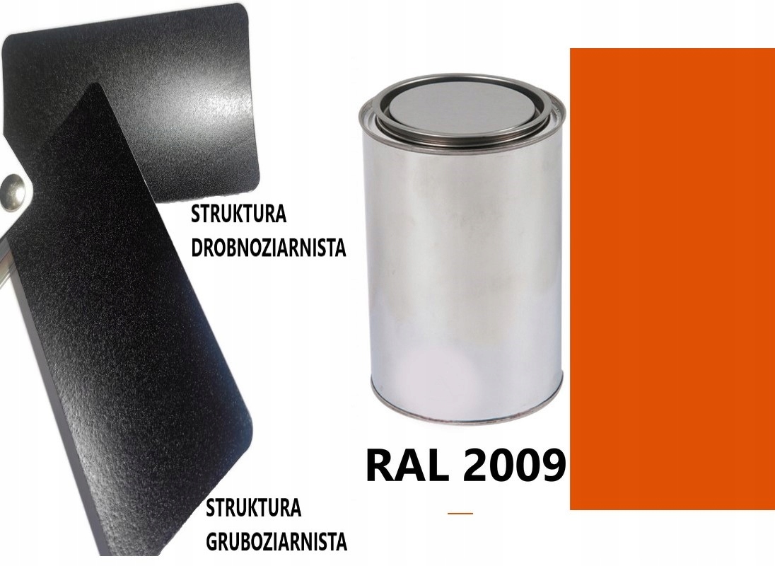 STRUKTURA GRUBOZIARNISTA RAL 2009 MAT 05-08 % DO PLASTIKU METALU AKRYL 1L
