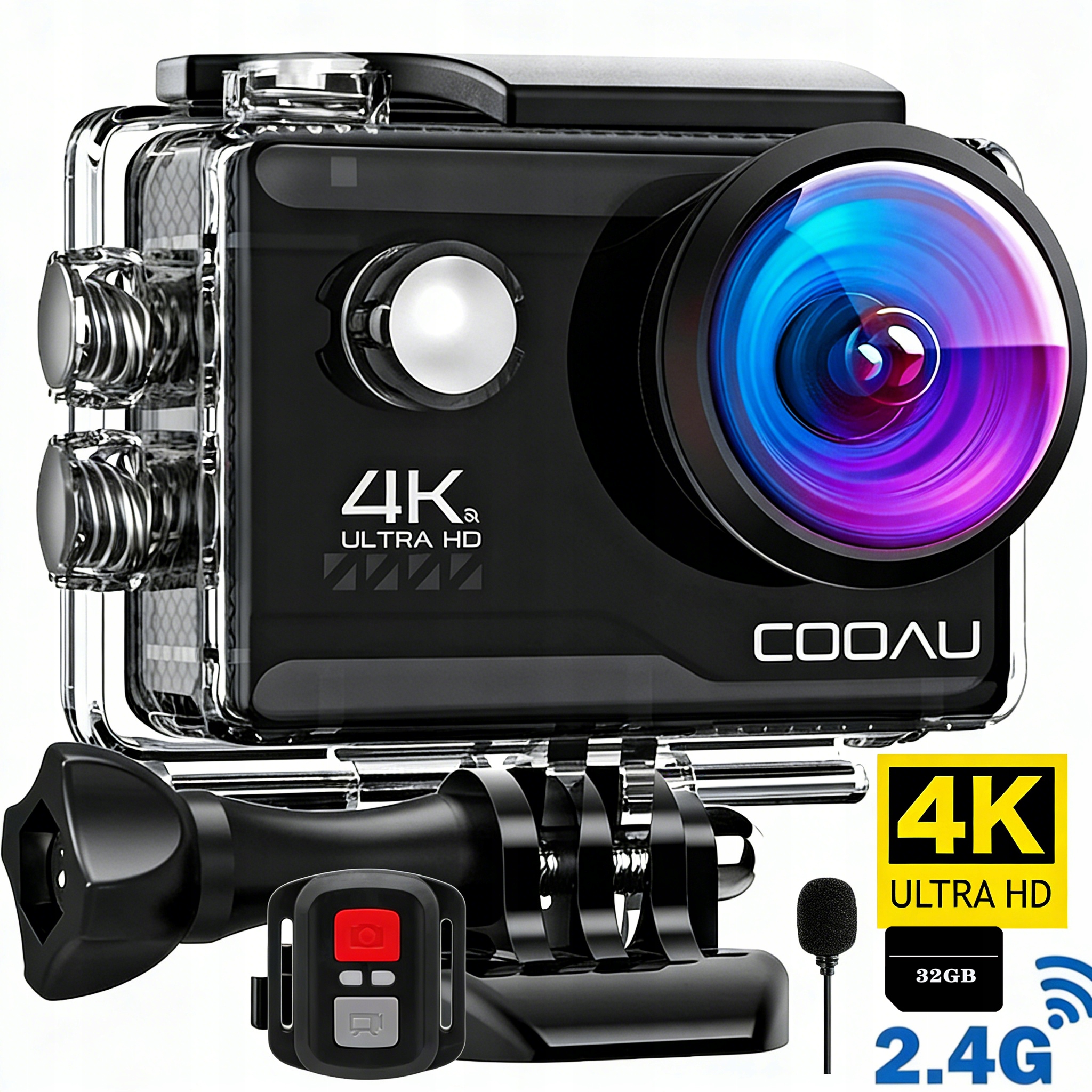 Sportovní kamera 4K 60FPS 20MP 2,0palcový LCD displej s dálkovým ovládáním 2,4 GHz a 32G