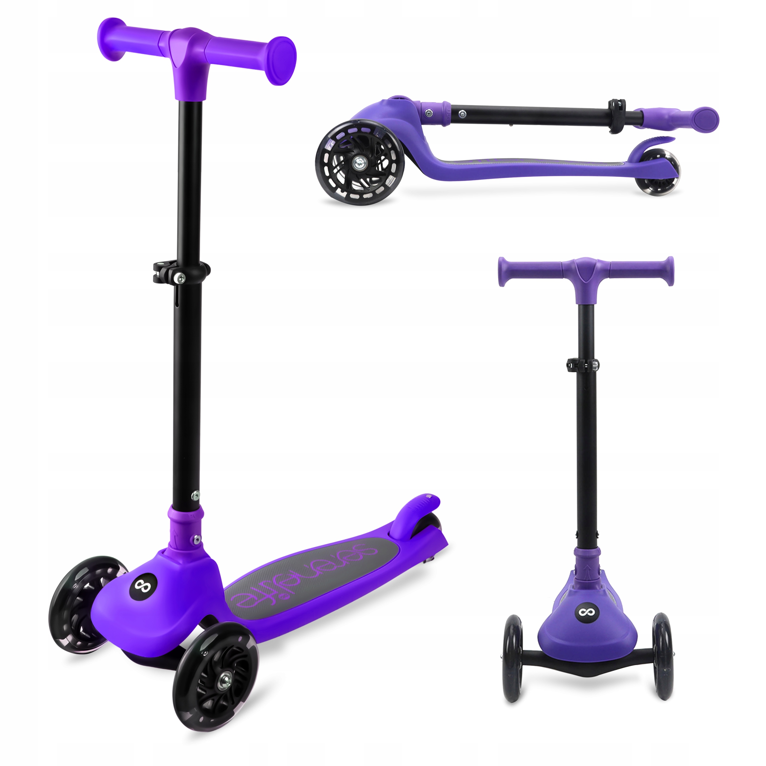 Hulajnoga Dla Dzieci 3-KOŁOWA Fioletowa Balansowa Z Kółkami Led Serenelife