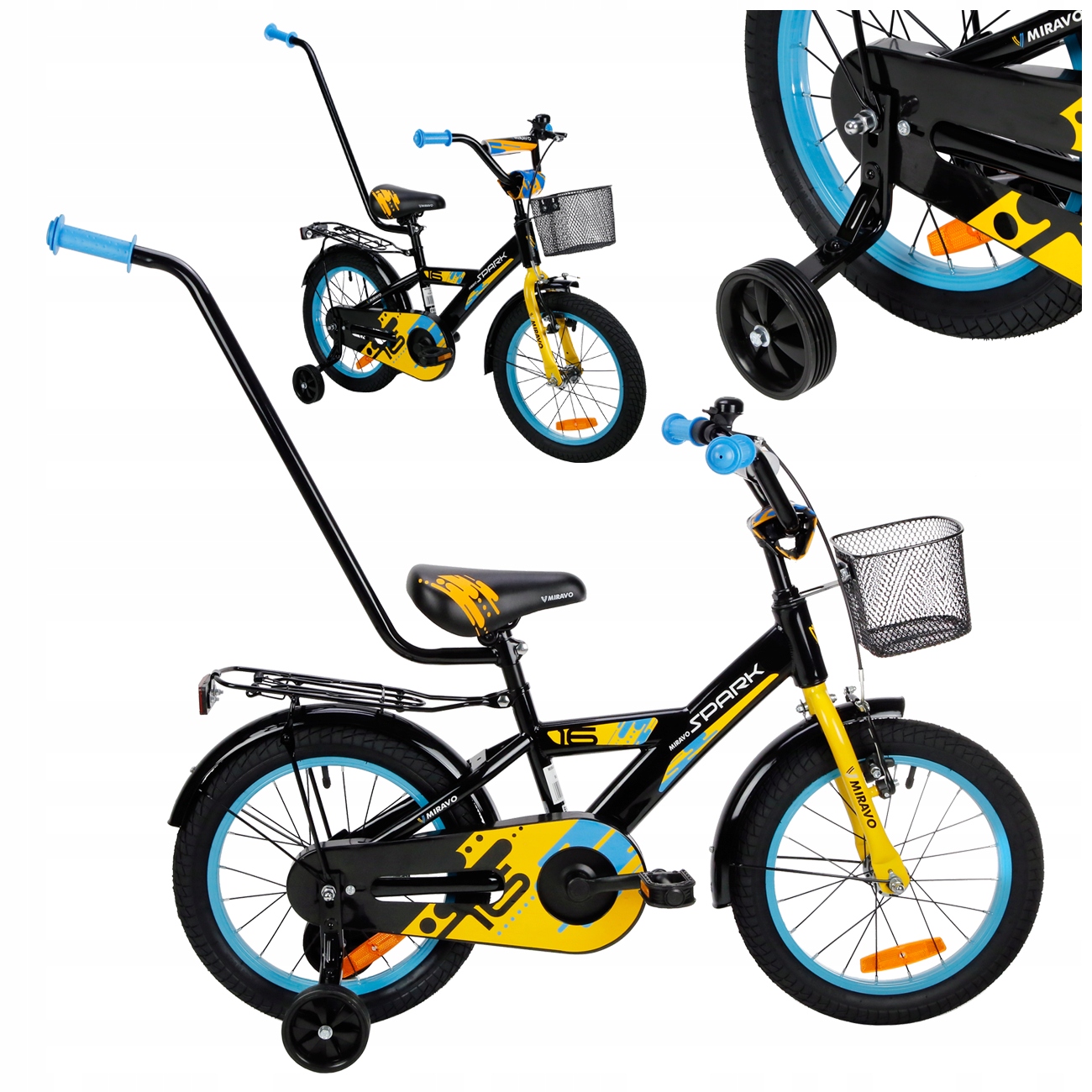 Rowerek Dziecięcy 16 Cali Miravo Rower Dla Chłopca Koszyk Prowadnik