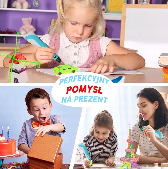 DŁUGOPIS 3D PRO + 100M WKŁADÓW + KSIĄŻKA Z WZORAMI DRUKARKA DLA DZIECI Głębokość produktu 3 cm