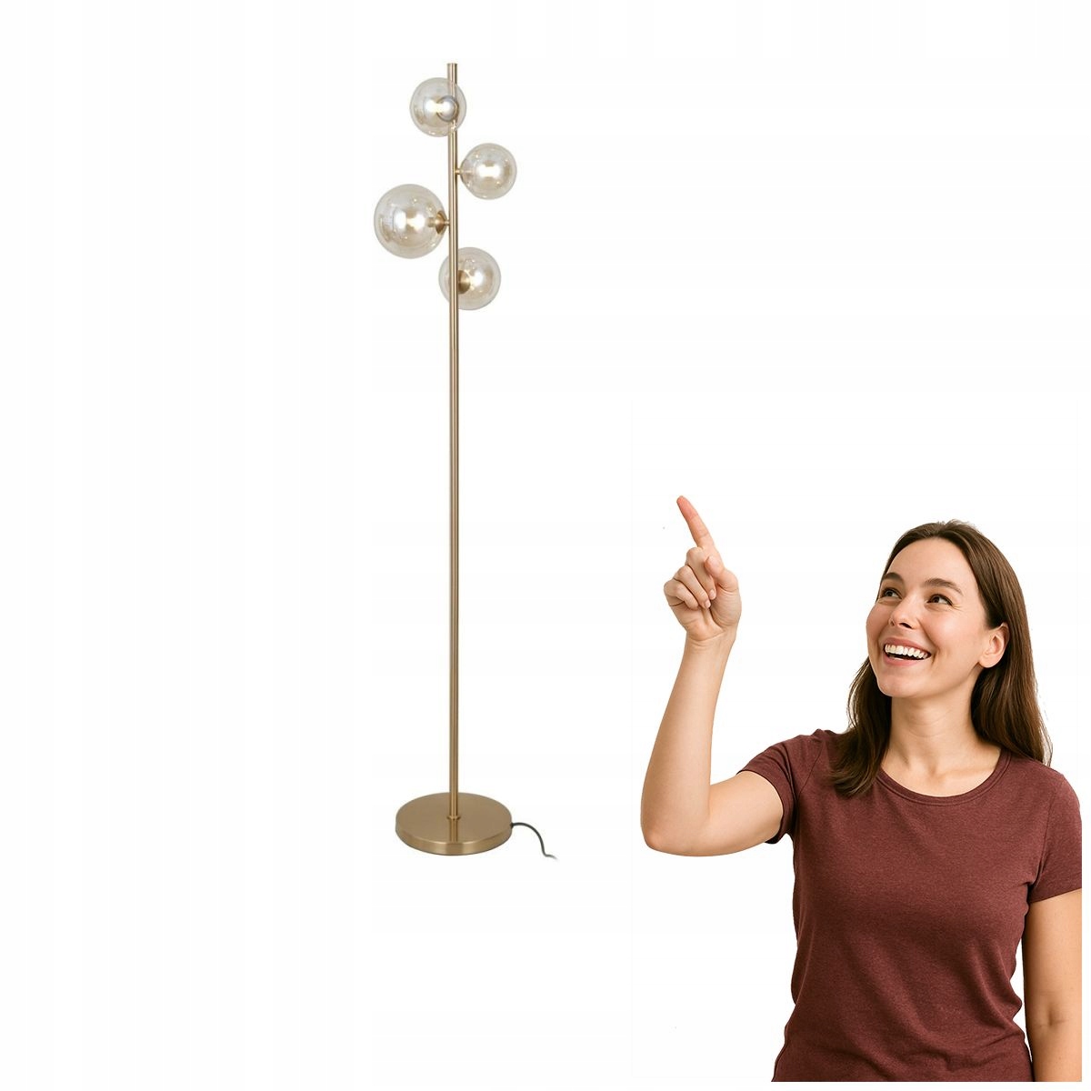 Moderná podlahová lampa Canello z jantárovej ocele Italux