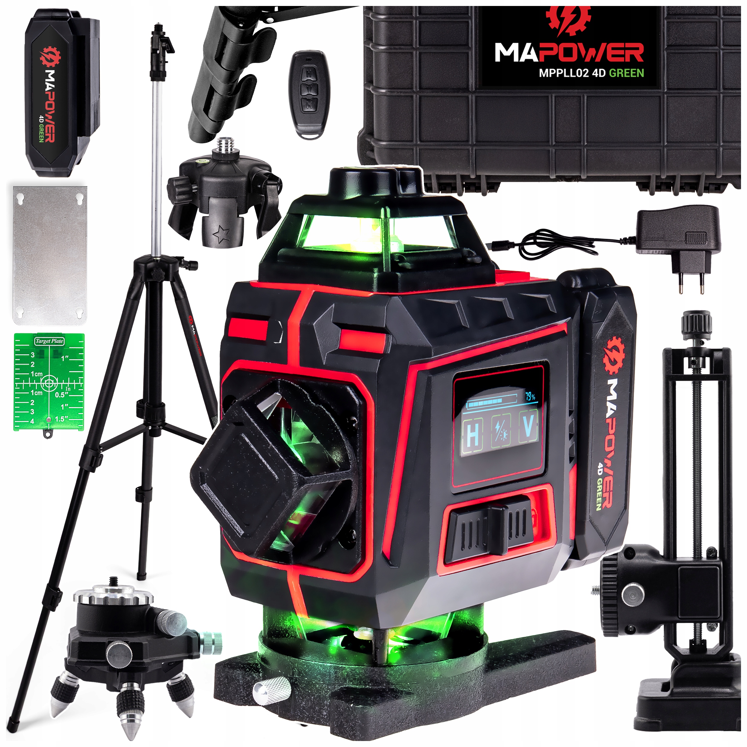 Křížový Laser Laserová Vodováha 360 Rovinný Laser Zelený Stativ