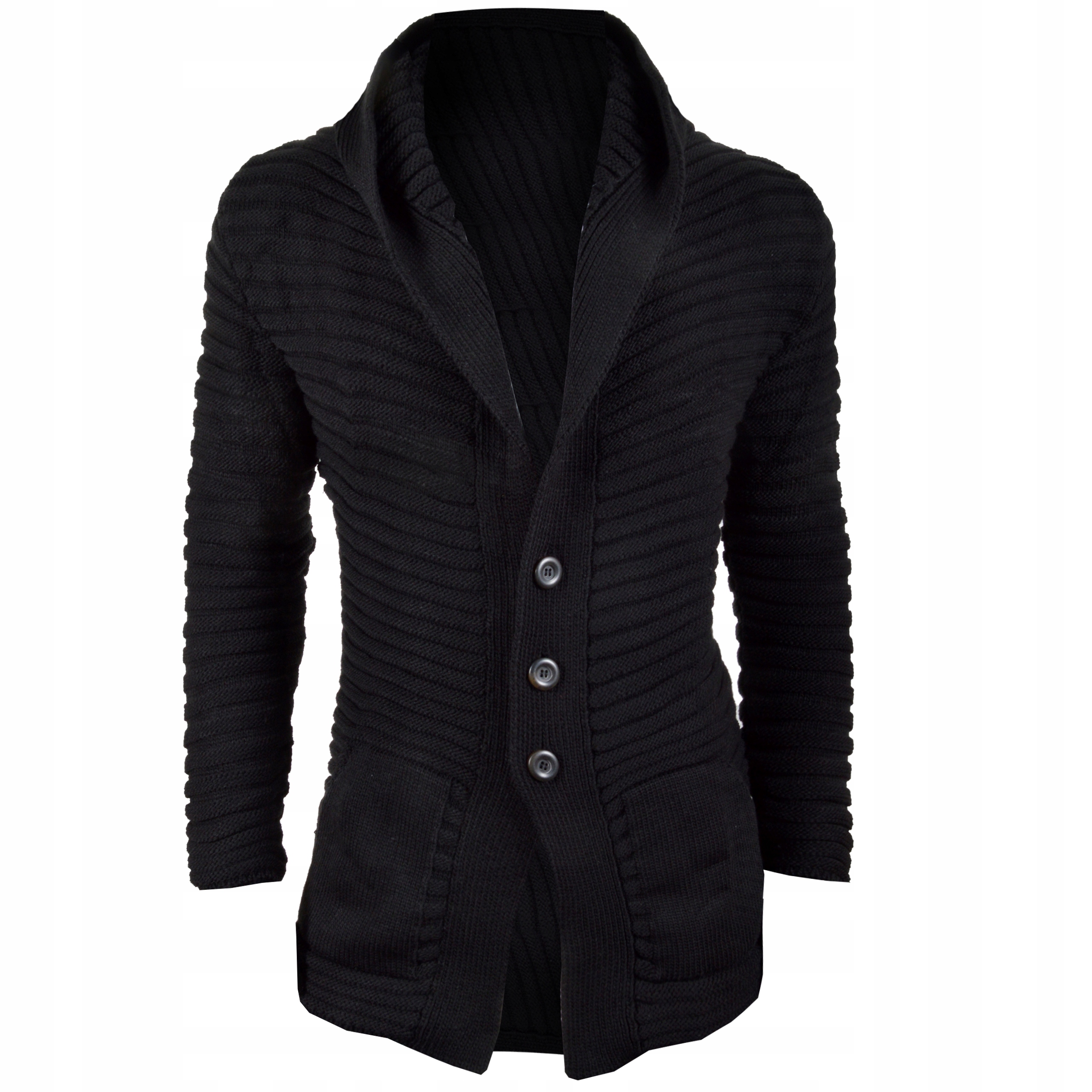 Pánský svetr silný teplý kardigan se stojáčkem Nákrčník Regular