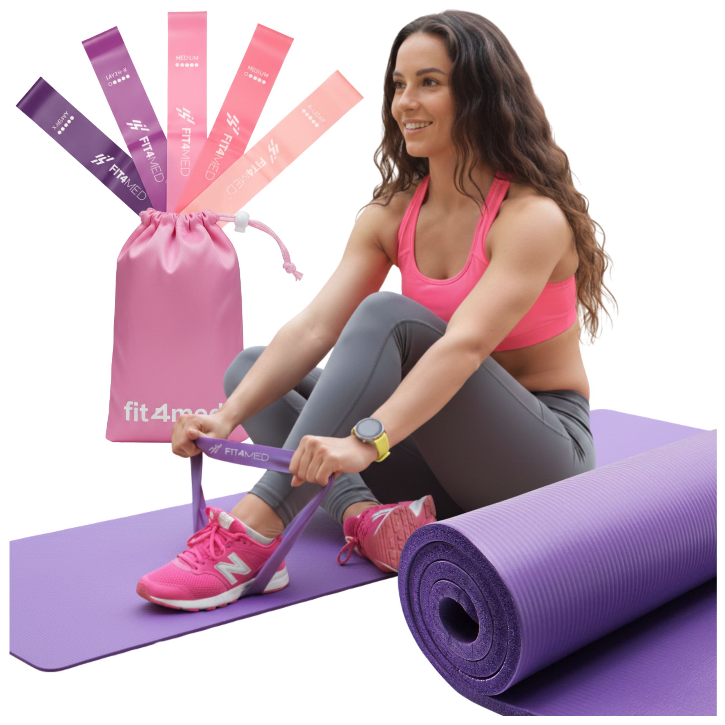 Sada Pro Domácí Fitness Cvičení 5 Gum Hip Band Silná Prostiskluzová Podložka