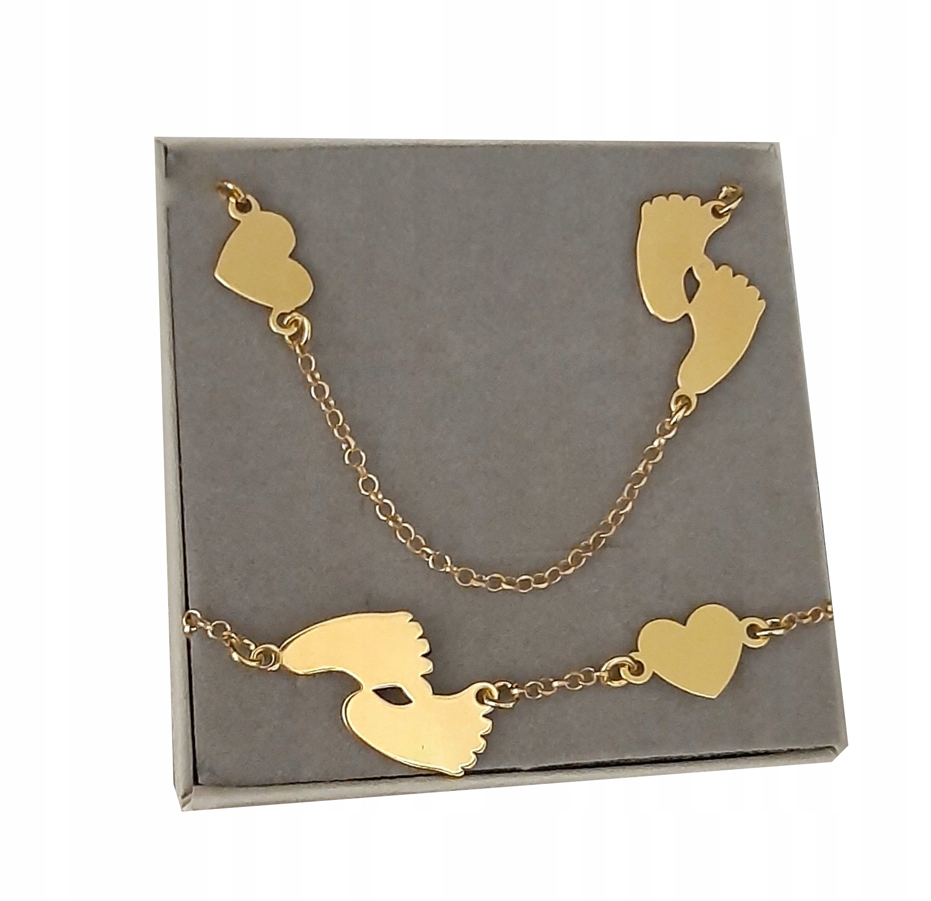 

Złoty komplet Stópki Serce Grawer Srebro 925