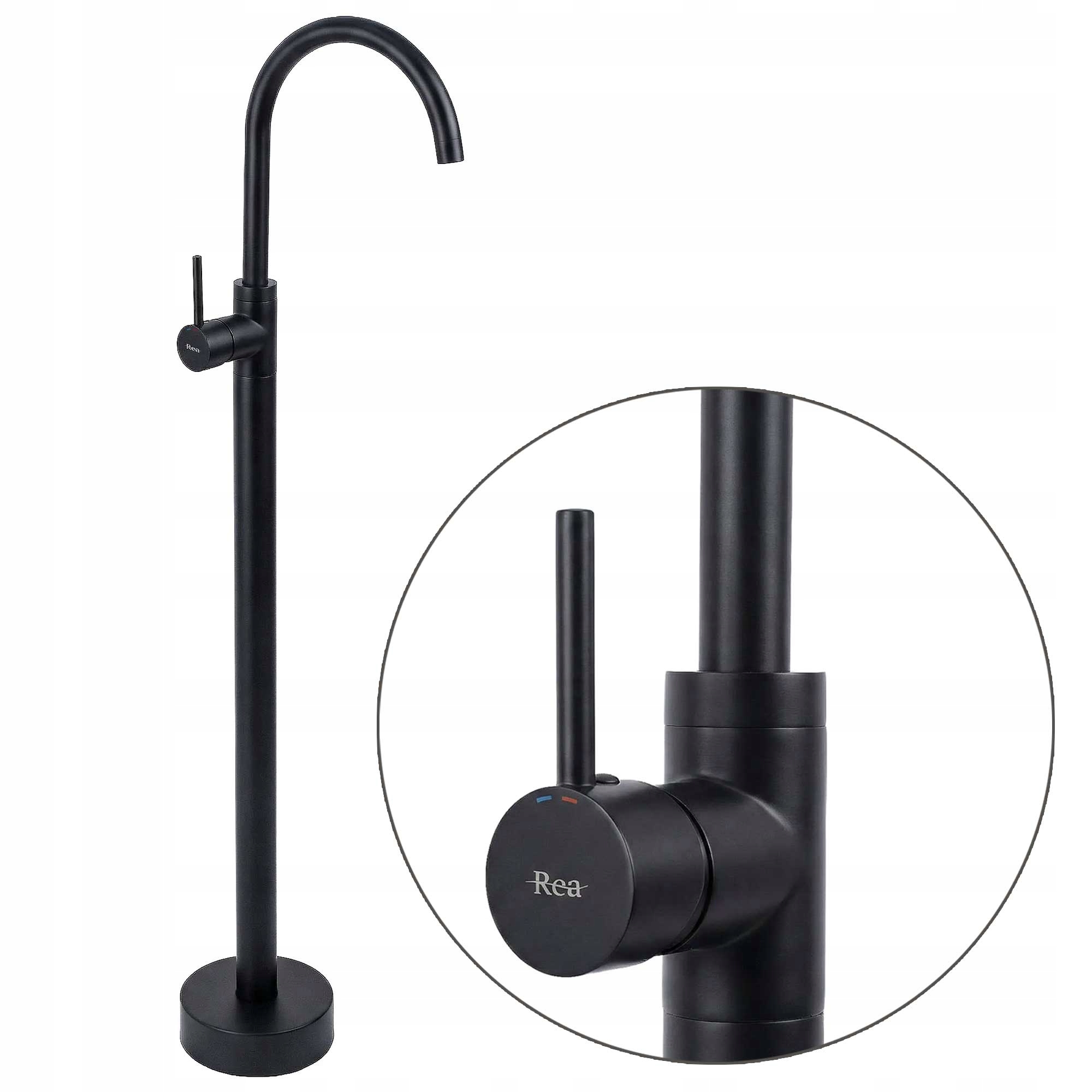 Podlahová umývadlová batéria čierna Lungo Black Mat s pohyblivým výtokom 20 cm