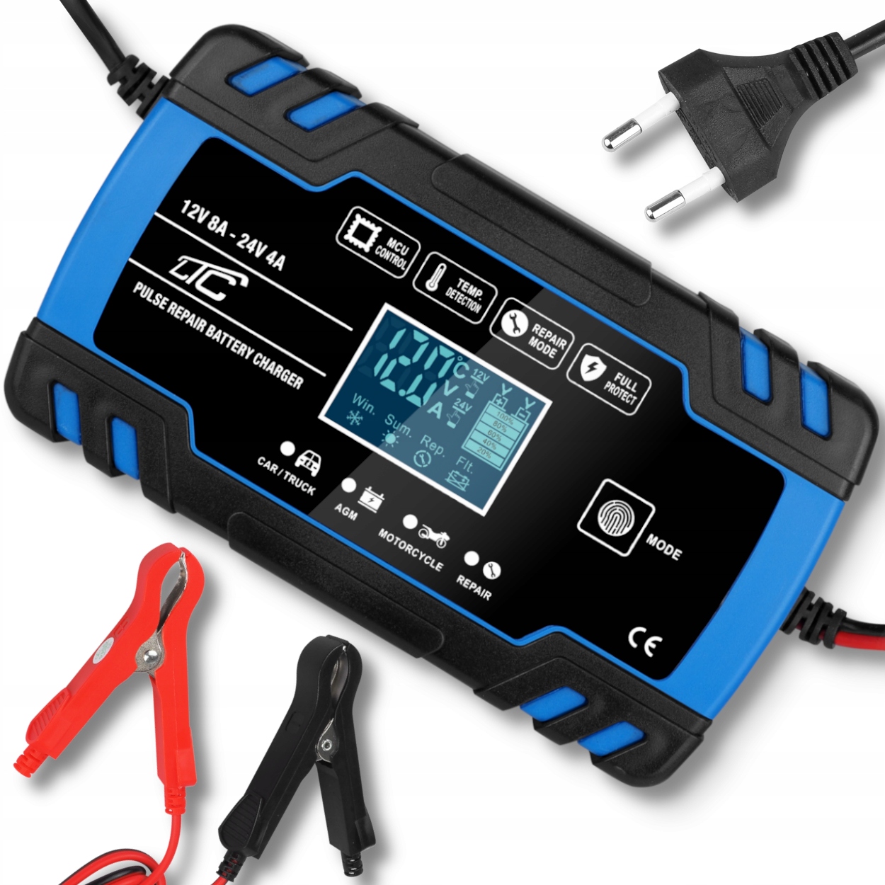 MOCNY PROSTOWNIK ŁADOWARKA AUTOMATYCZNY FUNKCJA NAPRAWY LCD 12V 8A - 24V 4A Marka LTC