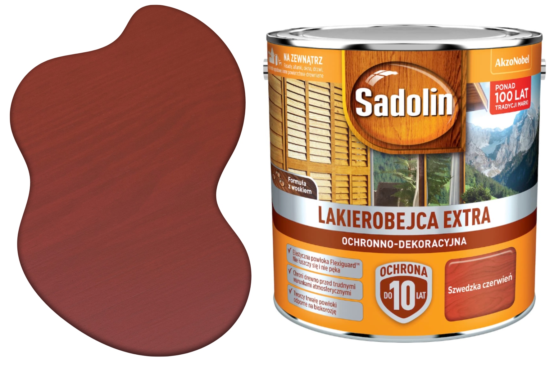 Sadolin lakierobejca Do Drewna Extra Ochronna Czerwień Szwedzka 2,5L