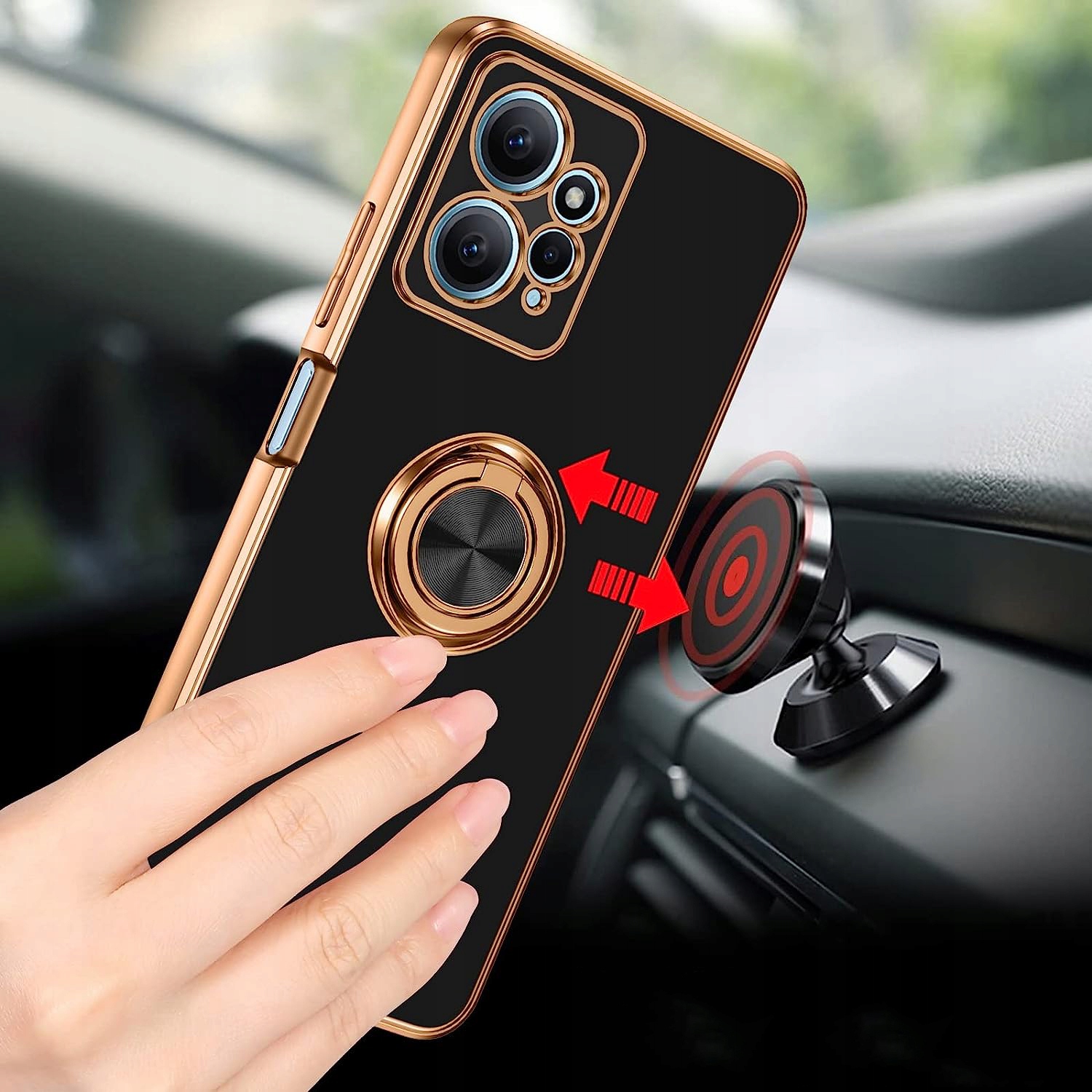 Etui Lux Plating Ring do Xiaomi Redmi Note 12 4G + SZKŁO Marka TeleProtector