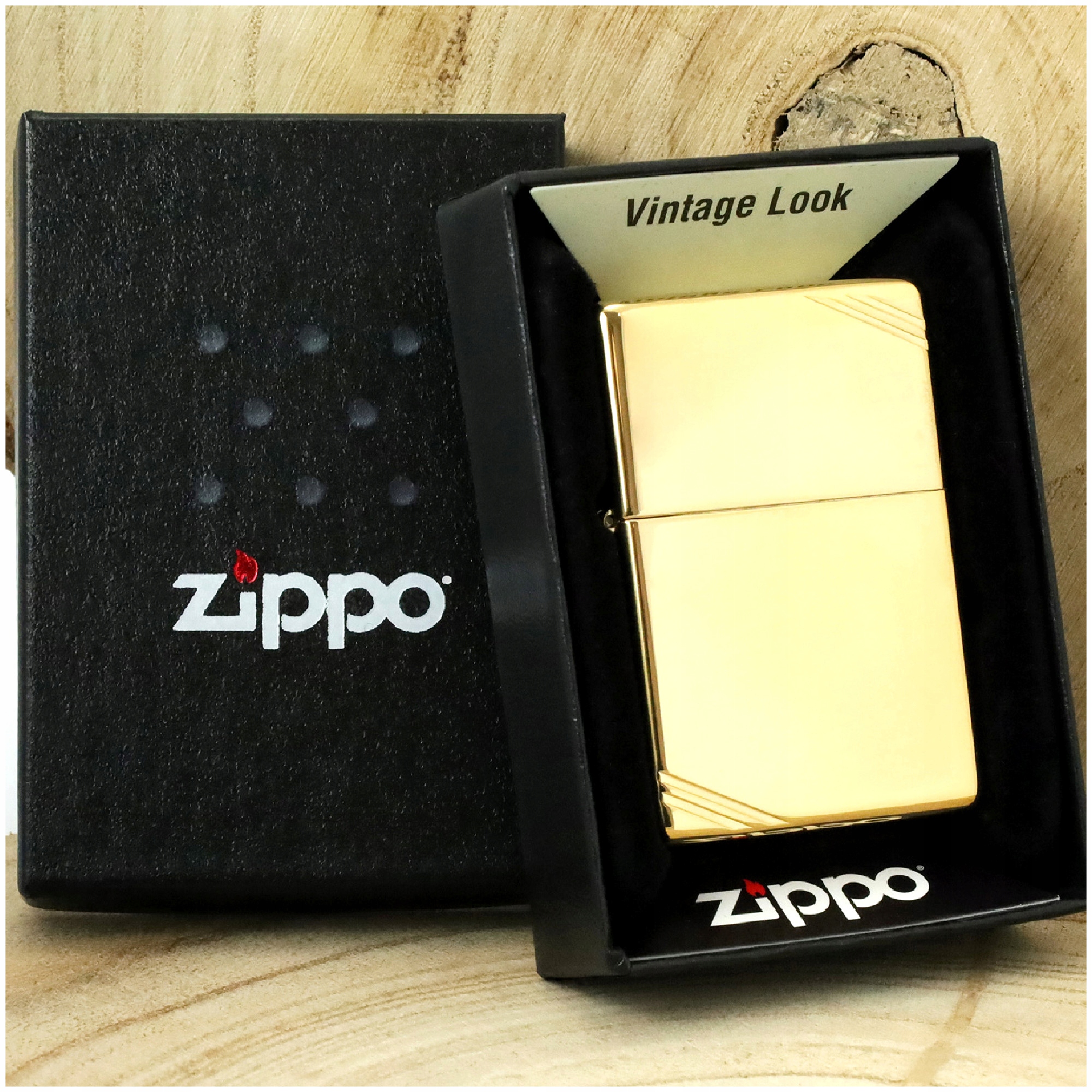 Oryginalna Zapalniczka Zippo Vintage Hight Polish Brass Grawer