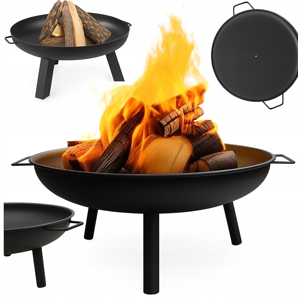 PALENISKO OGRODOWE DUŻE Z UCHWYTAMI DO OGNISKA GRILLA KOCIOŁKA STALOWE