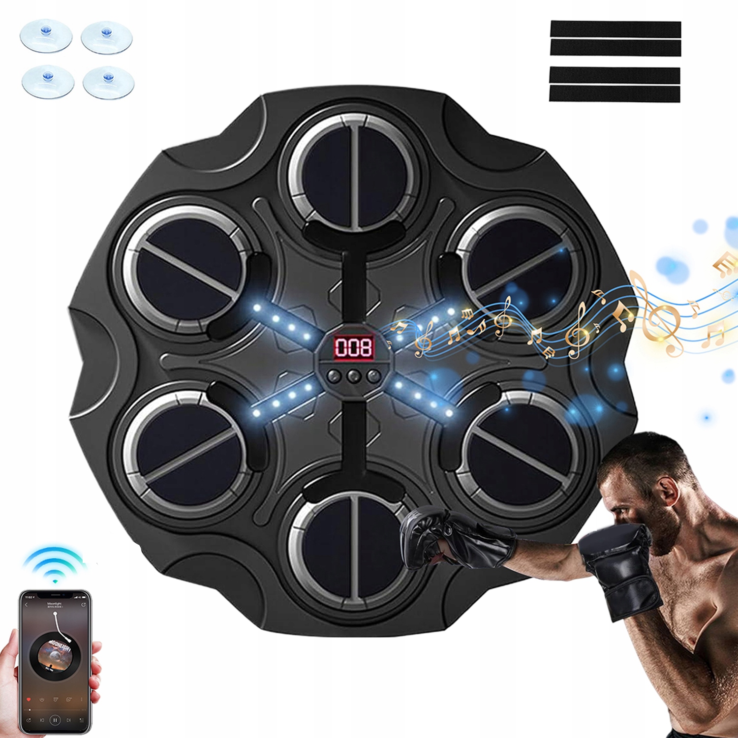 Boxerský štít s Bluetooth hudbou a Led světlem, 3 úrovně obtížnosti