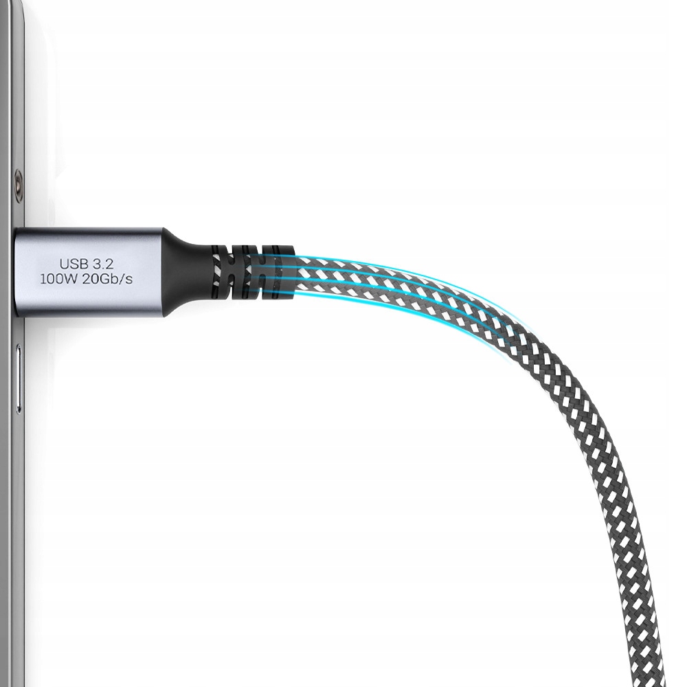 KABEL USB C SZYBKIE ŁADOWANIE 100W DO ANDROID AUTO TYP C USB3.2 KRÓTKI 1M Długość przewodu 1 m