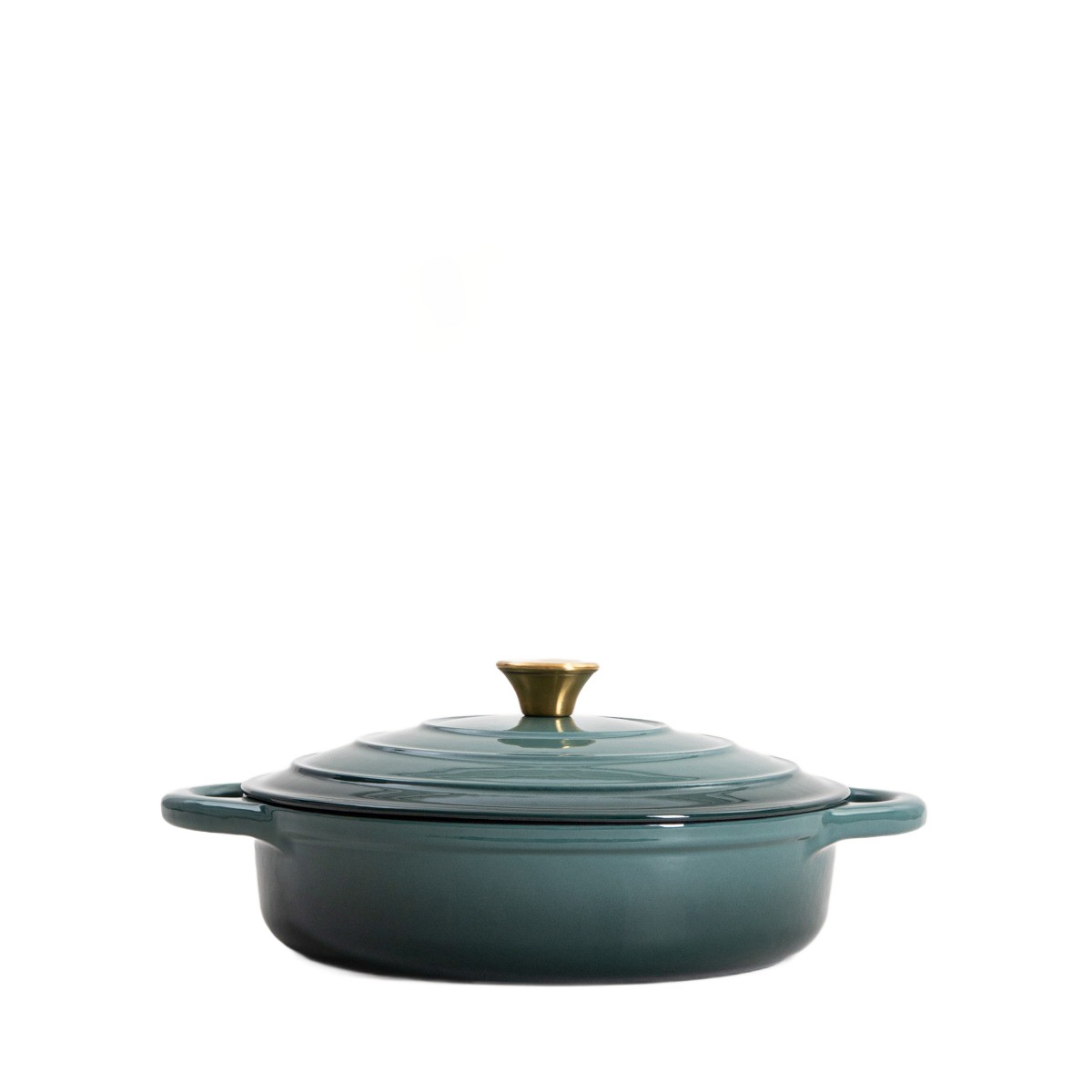 Hrnec litinový Andreas zelený plochý na indukční plyn s poklicí 2,5L Homla