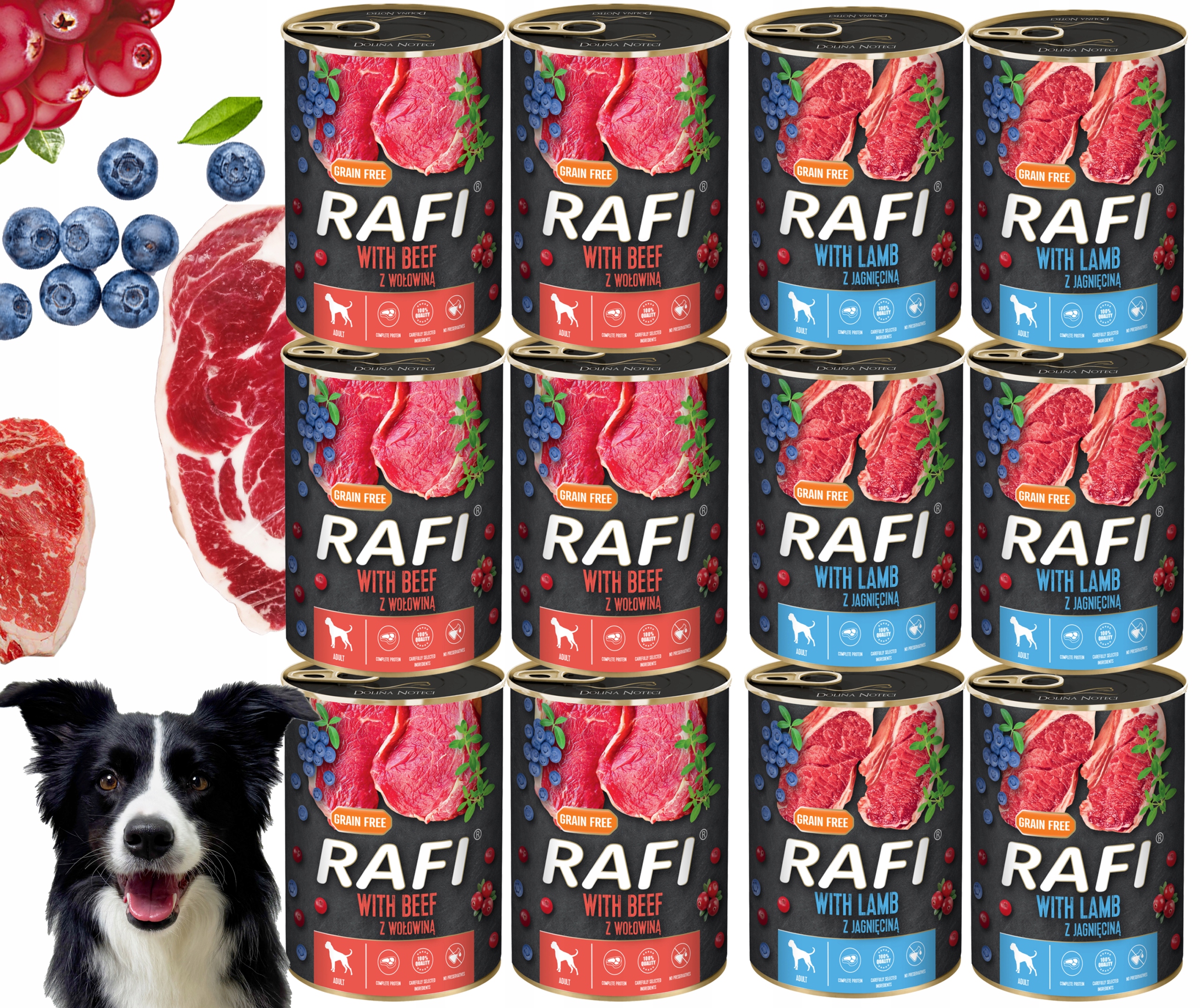 Levně Sada 12X400G Krmivo Mokré Pro Psy Rafi MIX Chutí (jehněčí, Hovězí)