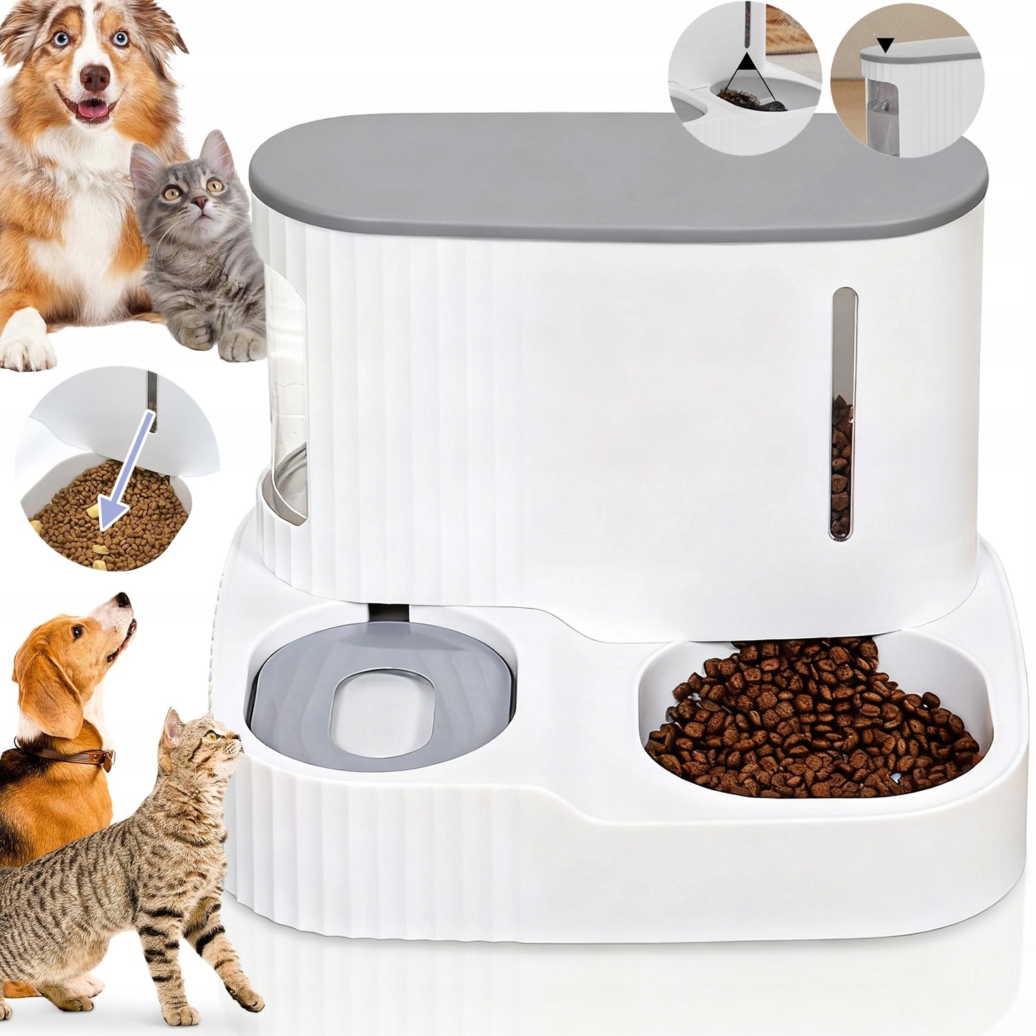 Levně Automatický Podavač Dávkovač Na Krmivo A Vodu Miska Pro Psa Kočku 3 L 0.85 L