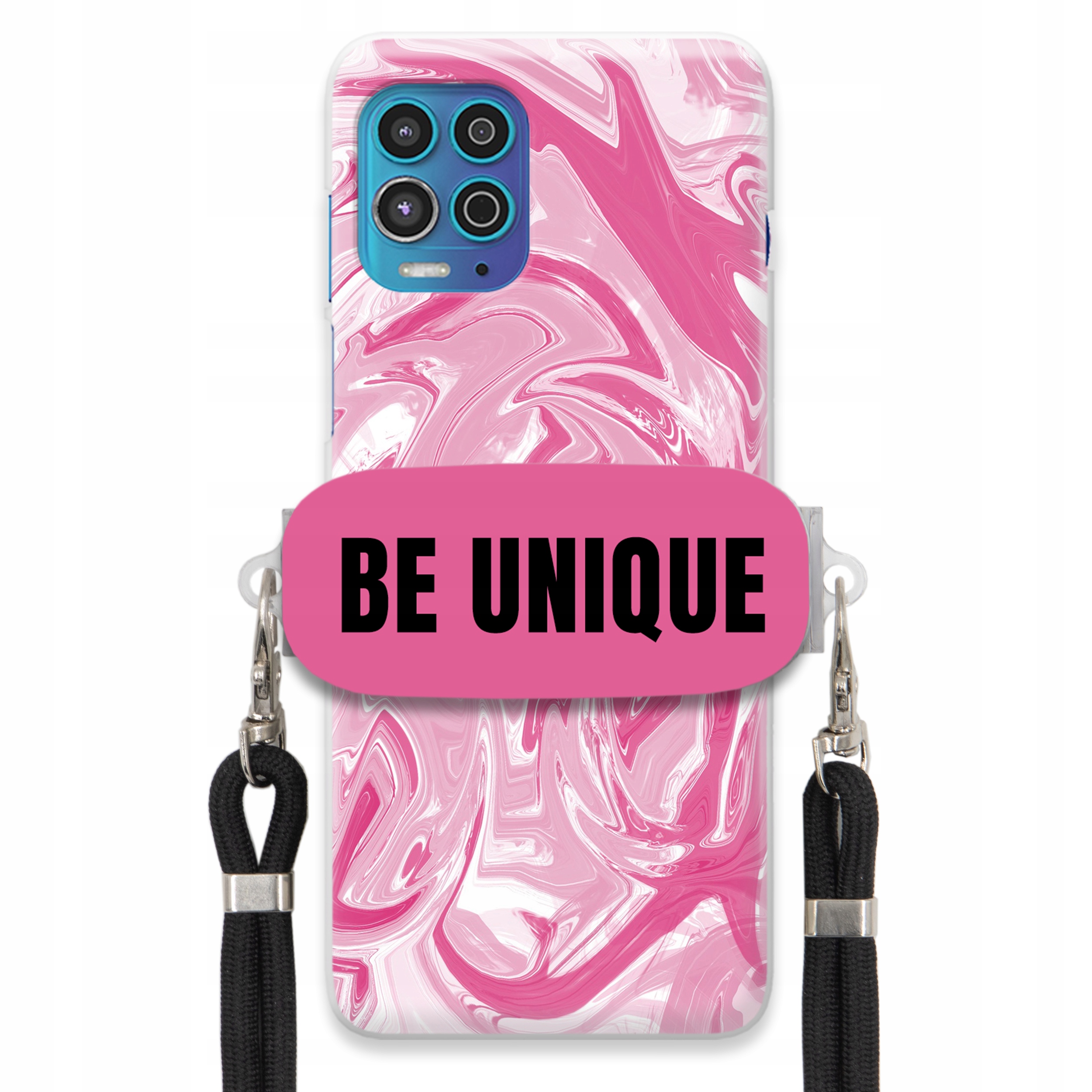 Puzdro na Motorola Edge S Case držiak Šnúrka Čierna Ružová Mramor Unique