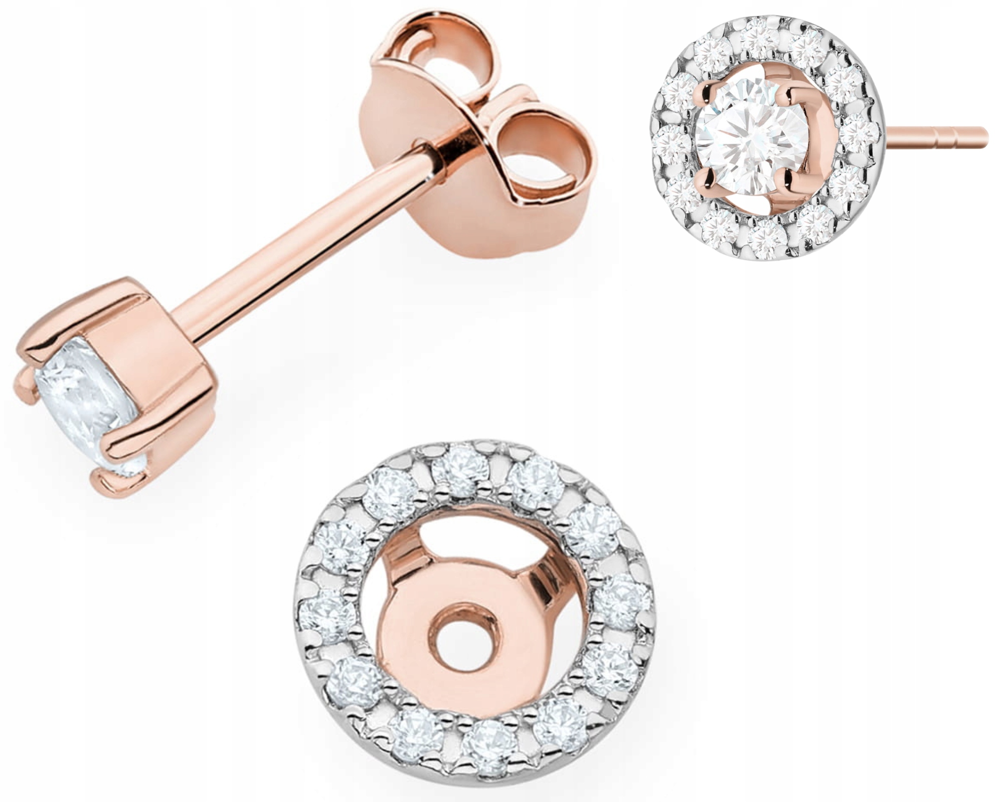 Růžové Zlato Náušnice S Laboratorními Brilianty Tyčinka 585 1 Ks