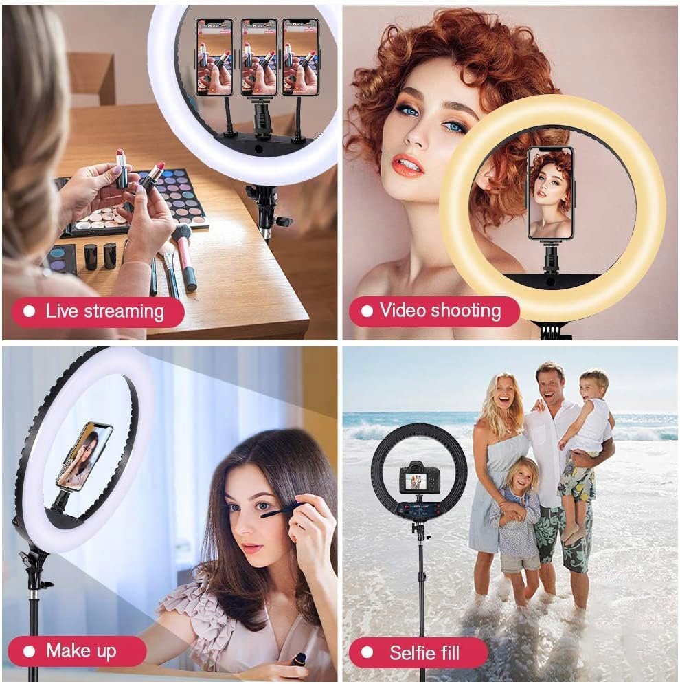 LED EOTO LIGHT 18 Cali Zestaw Do Makijażu Selfie Vlog Z Pilotem — miniatura 7