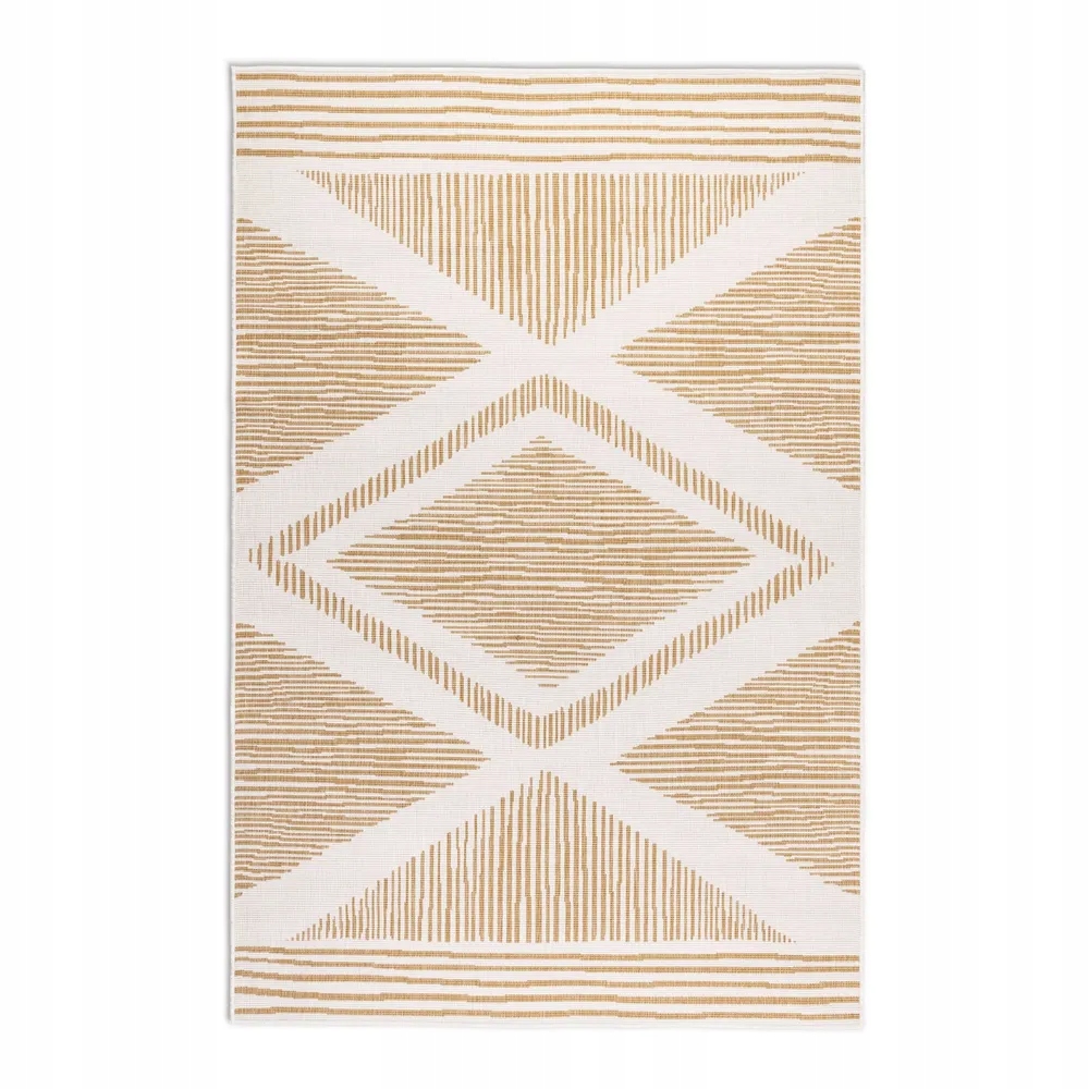 Koberec na terasu 200x290 cm obojstranný, šnúrkový, žlto krémový, plocho tkaný