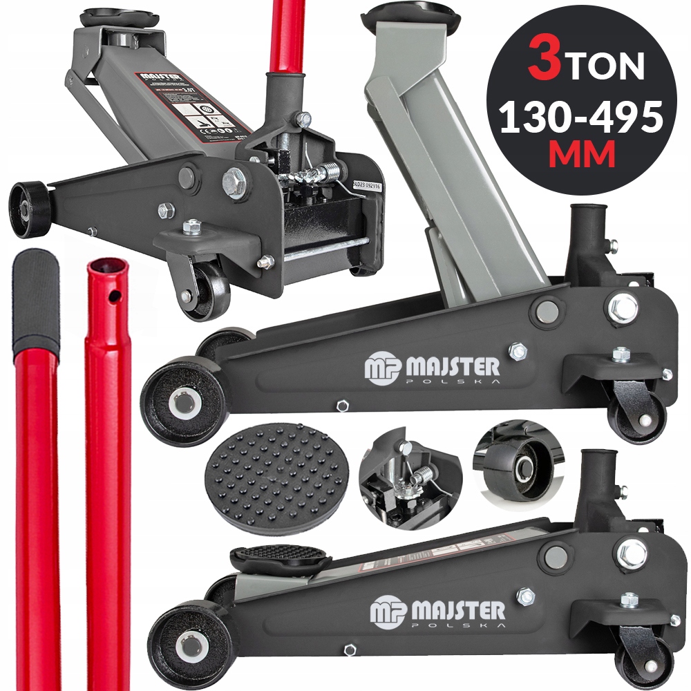 PODNOŚNIK SAMOCHODOWY NISKOPROFILOWY ŻABA 3T 130-495MM MAJSTER PL MP0515