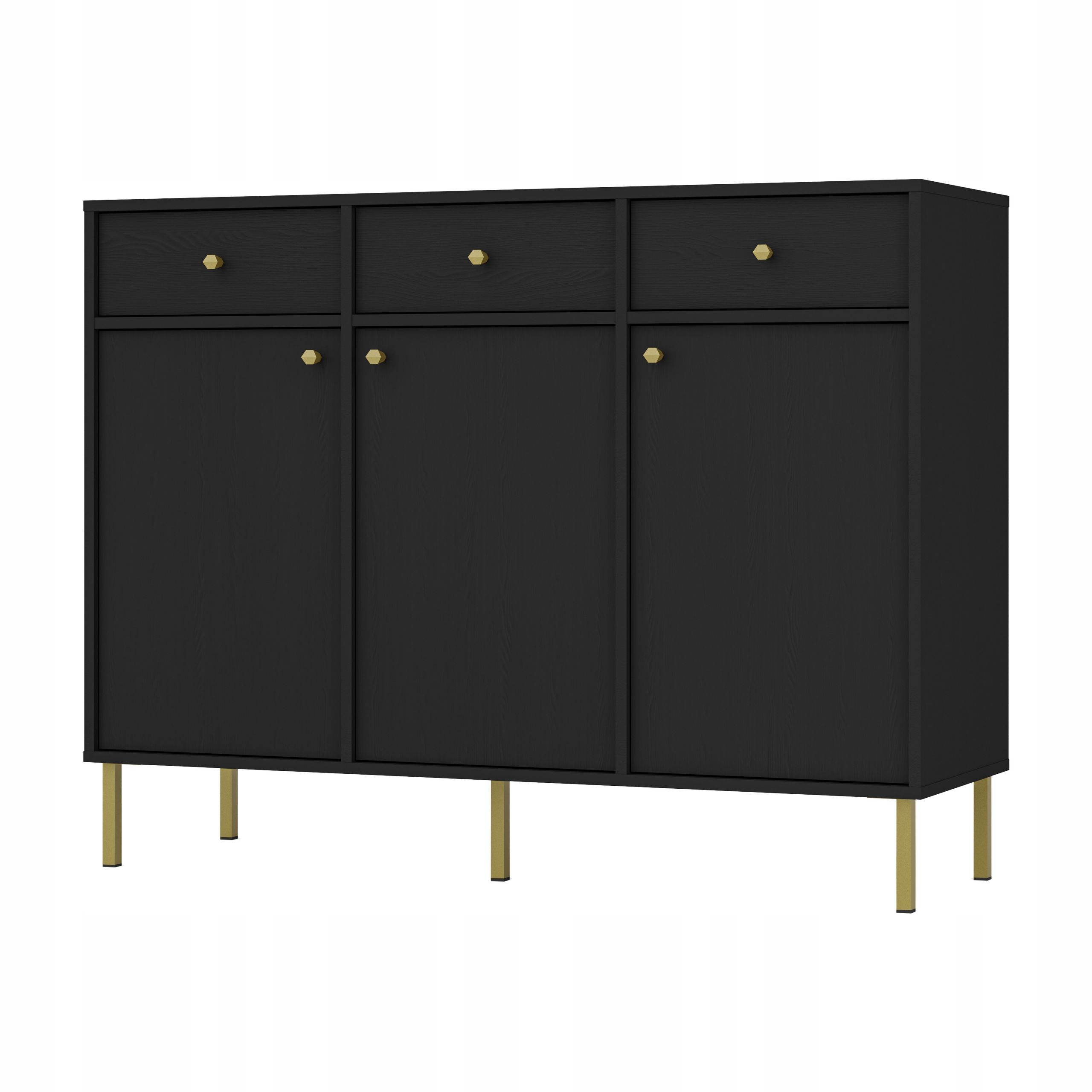 Komoda Torino 125 cm do obývacího pokoje Ložnice 3 Zásuvky 3 Dvířka Grafit