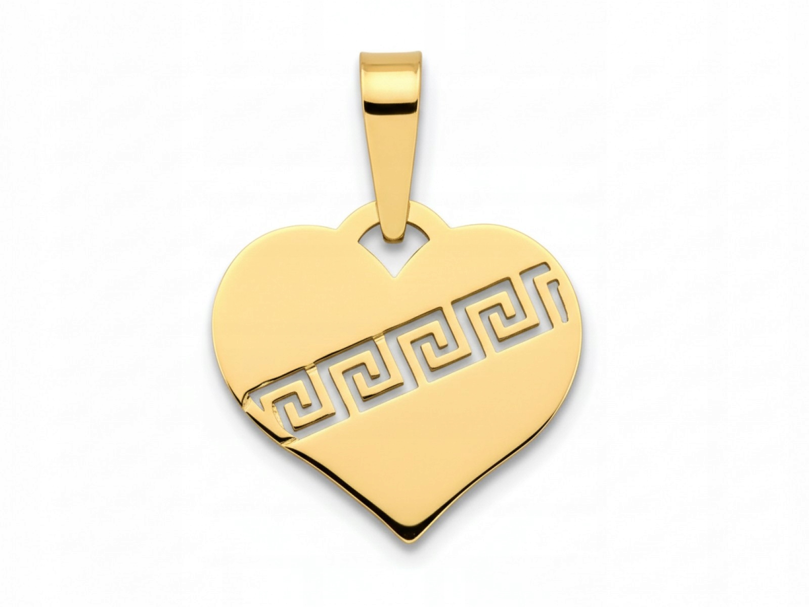 Srdce přívěsek zlatý 585 srdíčko s řeckým vzorem 0.82g plech
