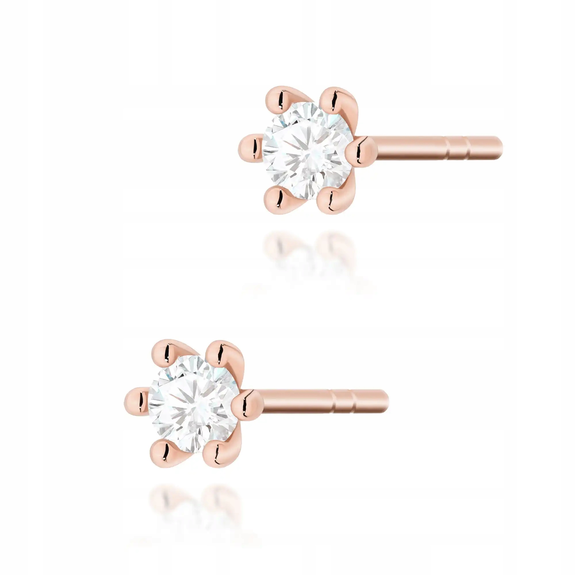 Dámské zlaté Náušnice 585 s diamantem z růžového zlata, módní design pro ni