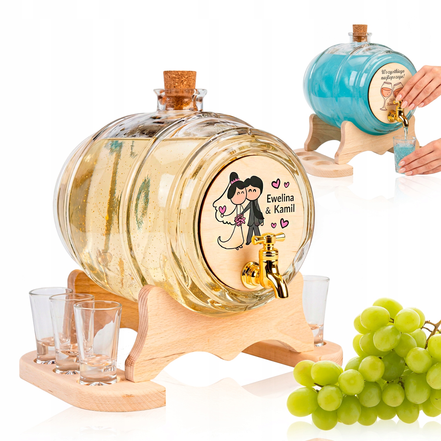 Sklenená Karafka S Kohútikom 4L Na Darček Whisky Poháre Tabuľka