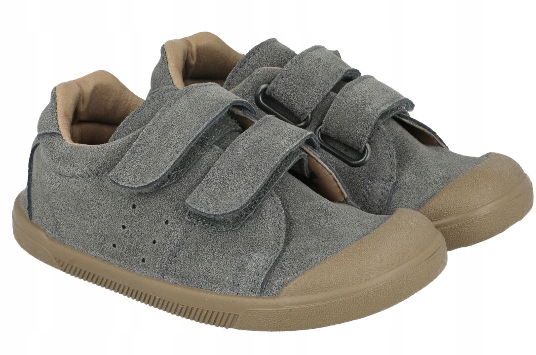 Półbuty barefoot Flossy lekkie skórzane dla chłopca szare lekkie rzep R33