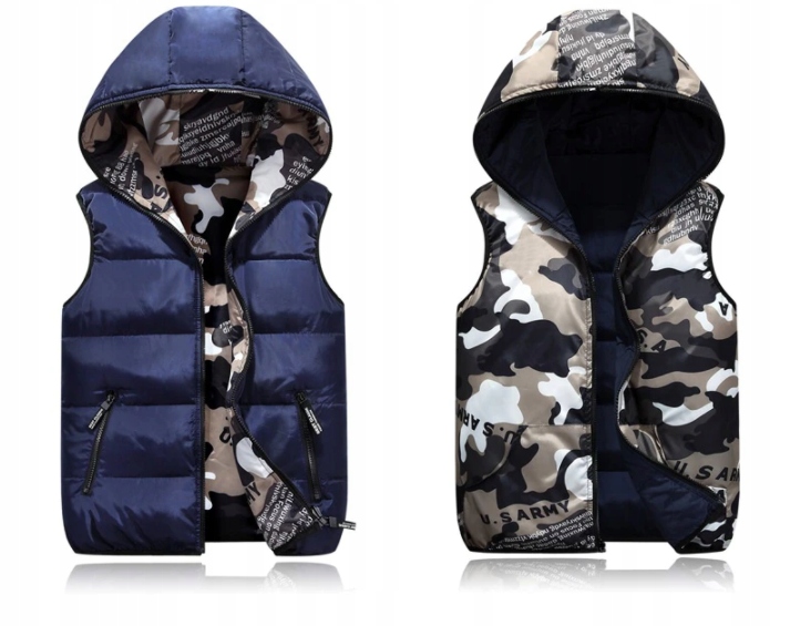 BEZRĘKAWNIK DWUSTRONNY KAMIZELKA MORO Z KAPTUREM