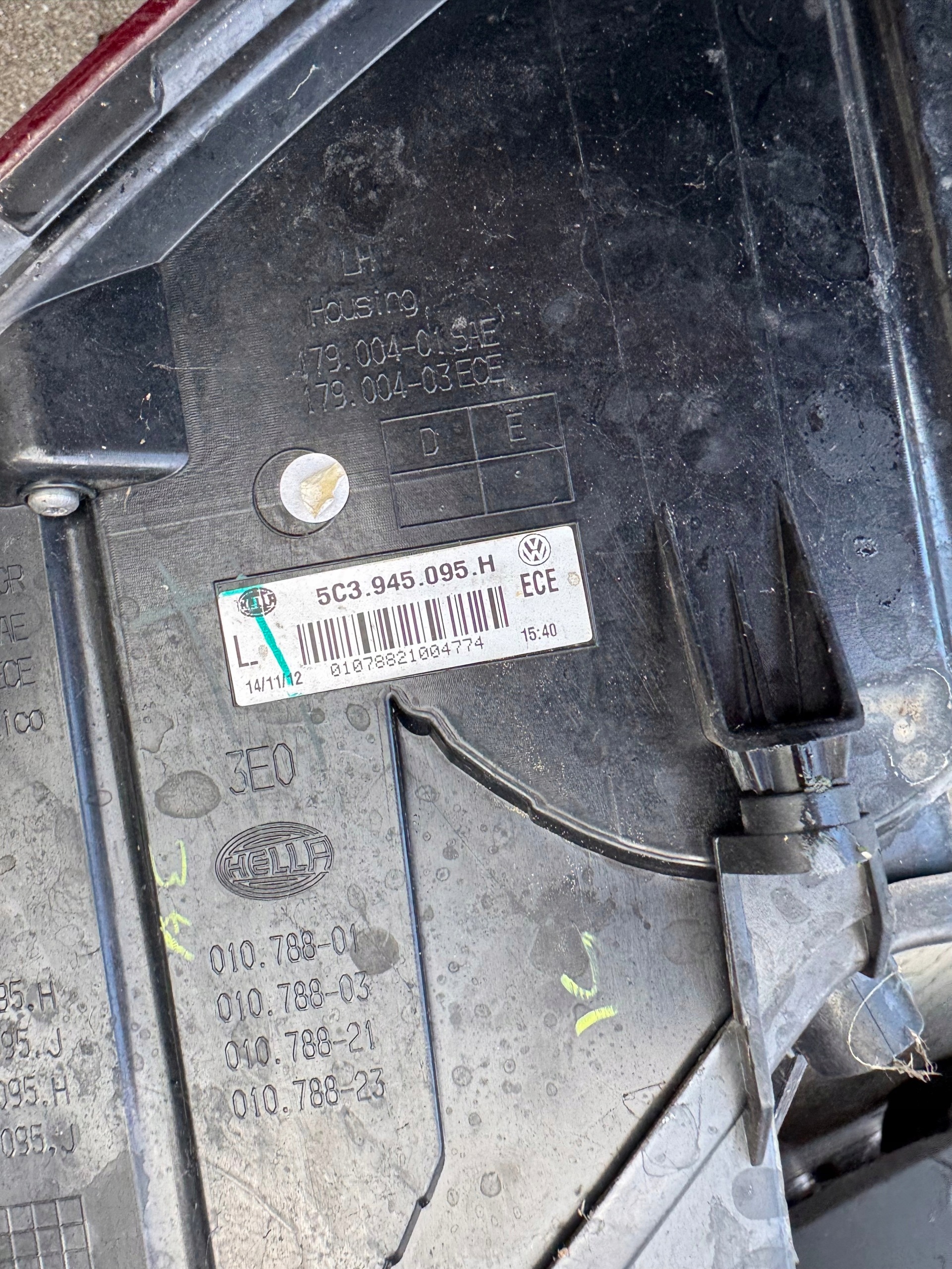 light rear part rear left VW BEETLE 5C 5C3 2011- 5C3945095H CALA originál