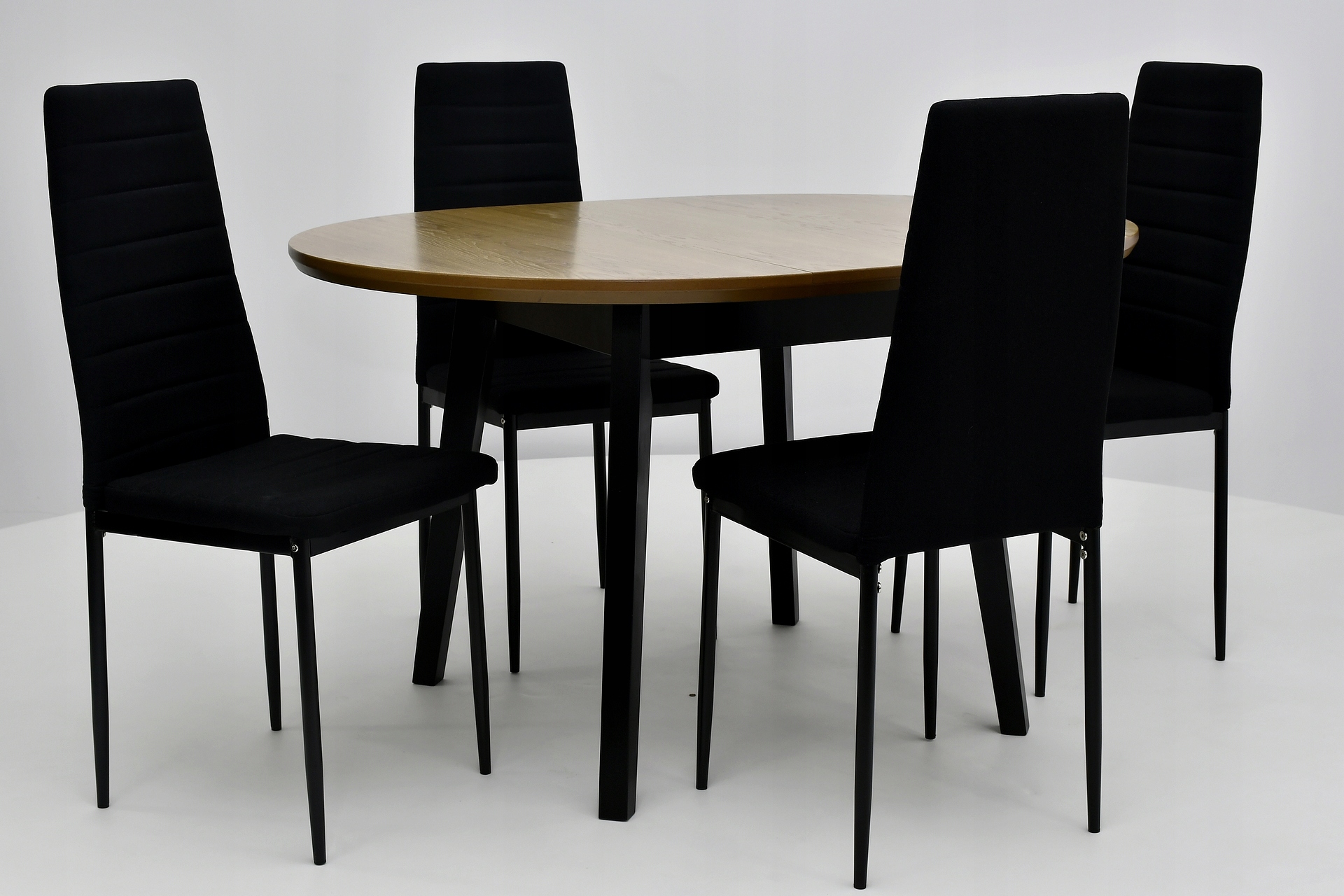 komplet okragły stół, rozkładany stół + 4 krzesła Wysokość stołu 76 cm