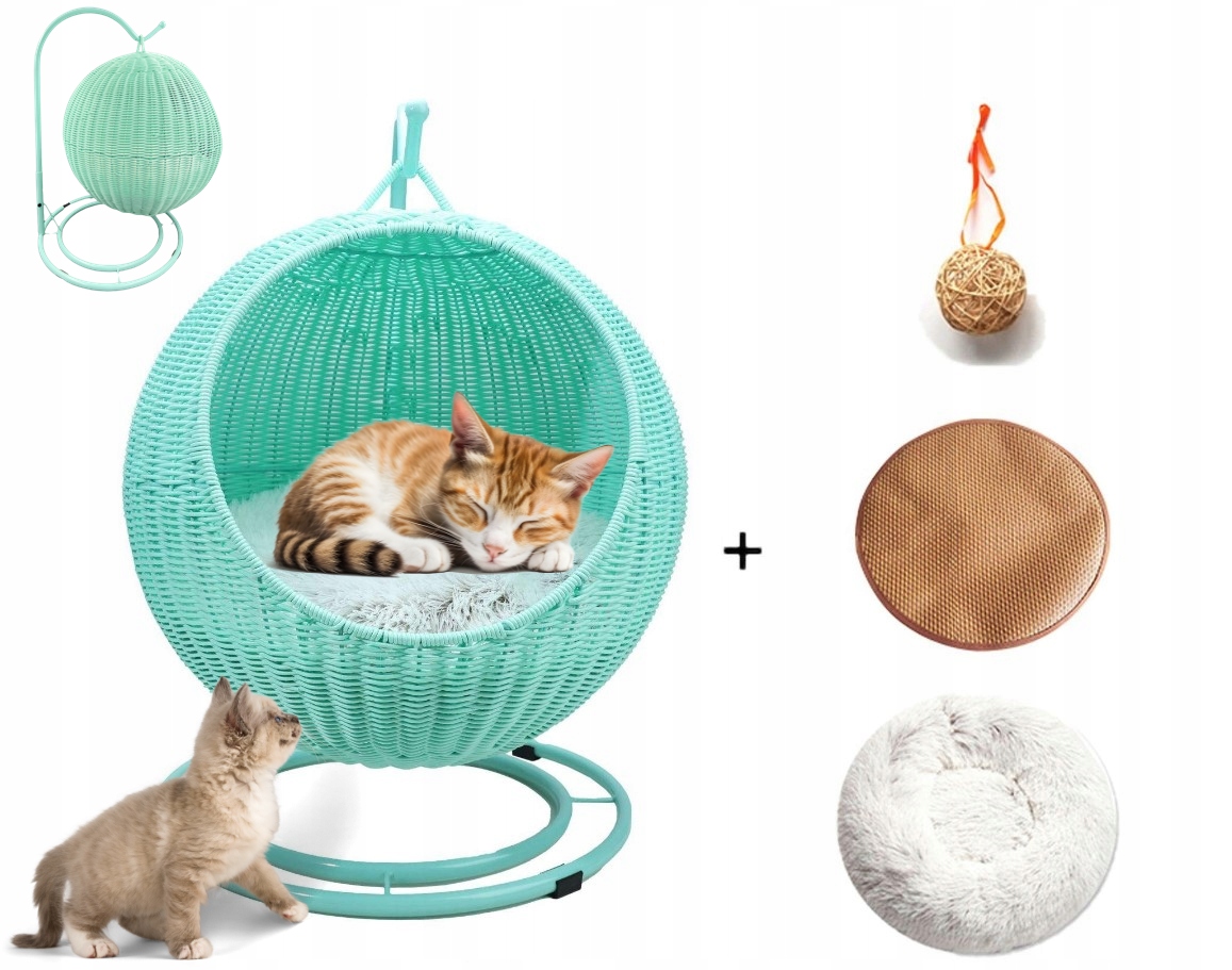 Legowisko dla kota psa Turkus kokon rattanowy kojec gniazdo zabawka 7-4