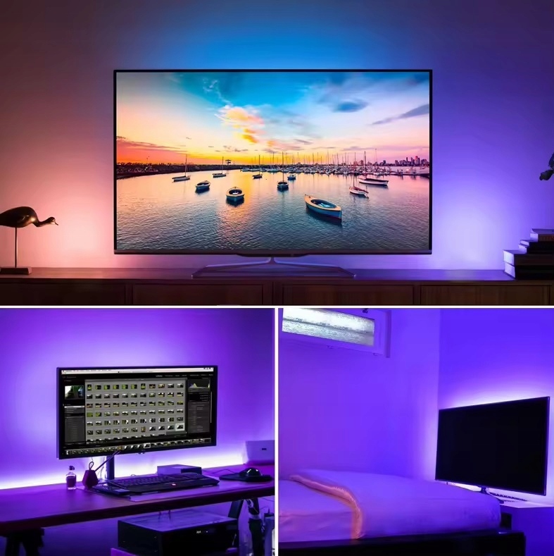 Paski LED USB OŚWIETLENIE LEDOWE podszafkowe meblowe LEDy do telewizora TV Moc 8 W