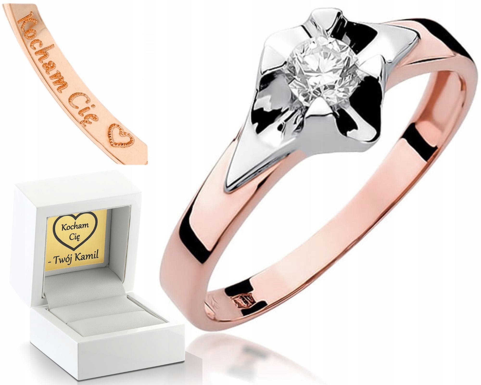 Růžové Zlato Prstýnek Briliant Diamant 0,30 Ct