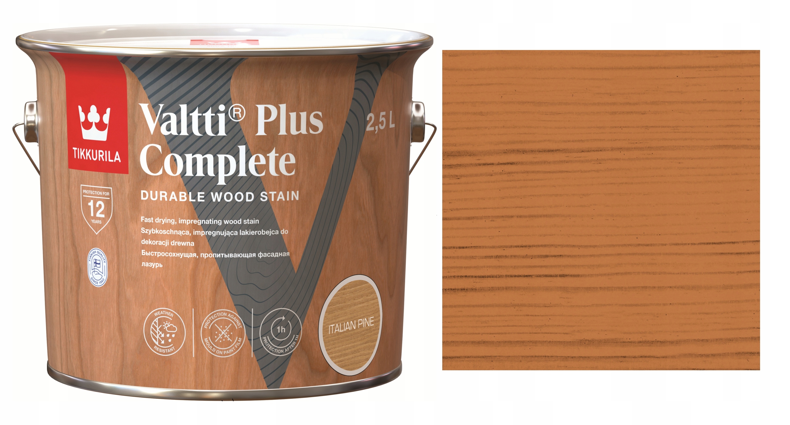 Tikkurila Valtti Plus Complete 2,5L Italian Pine Lakierobejca Szybkoschnąca