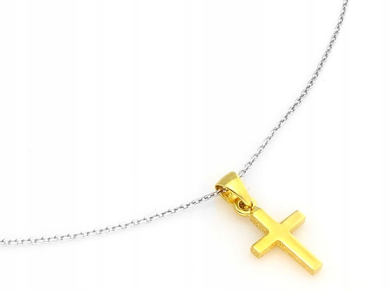 Stříbrný náhrdelník 925 s pozlaceným křížkem, elegantní řetízek r46