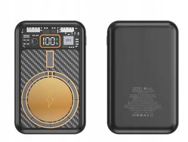 POWER BANK 2xUSB 1xUSB-C Z MAGSAFE INDUKCYJNY MOCNY LCD 10000mAh