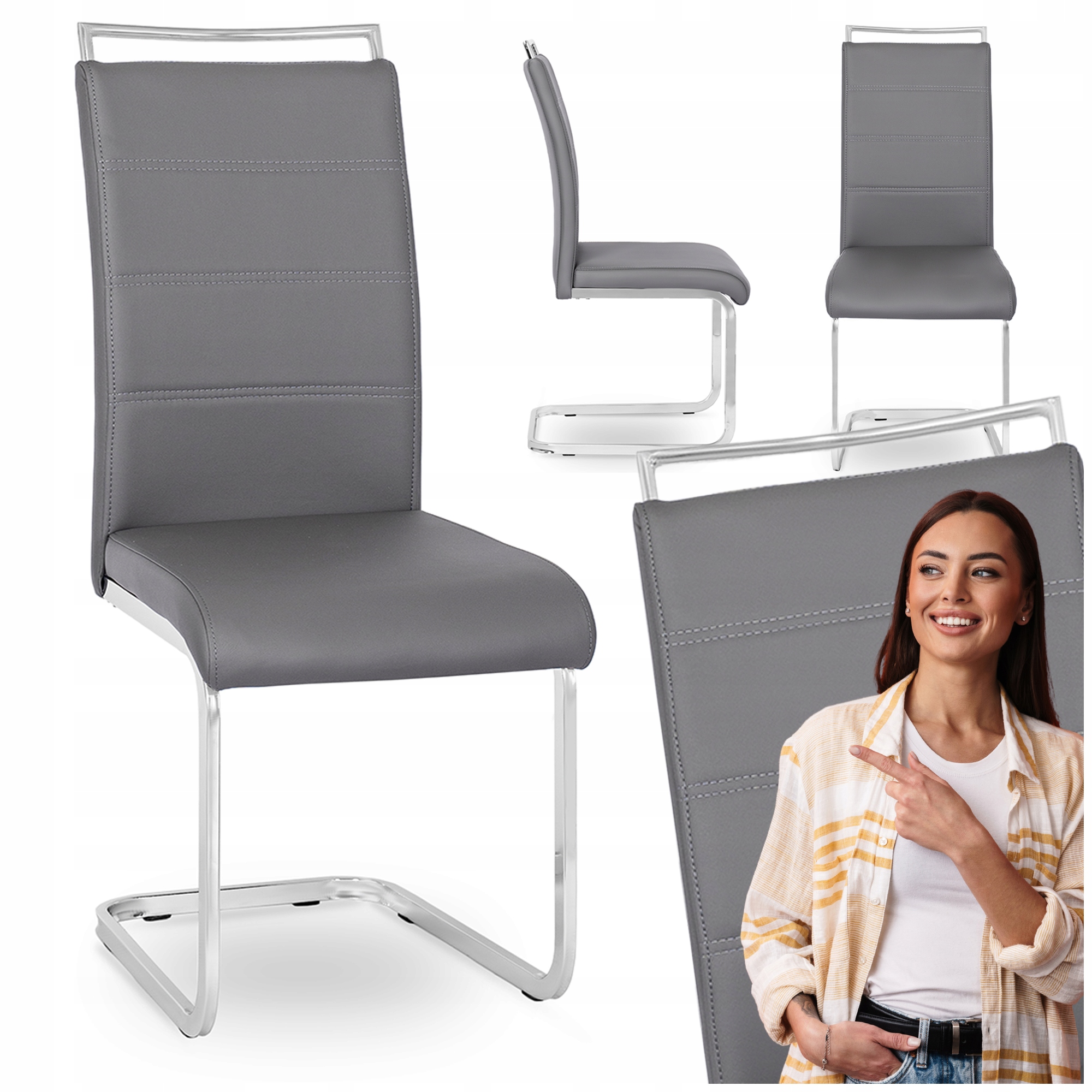 Šedé čalouněné křeslo na kolečkách do kuchyně a obývacího pokoje Loca