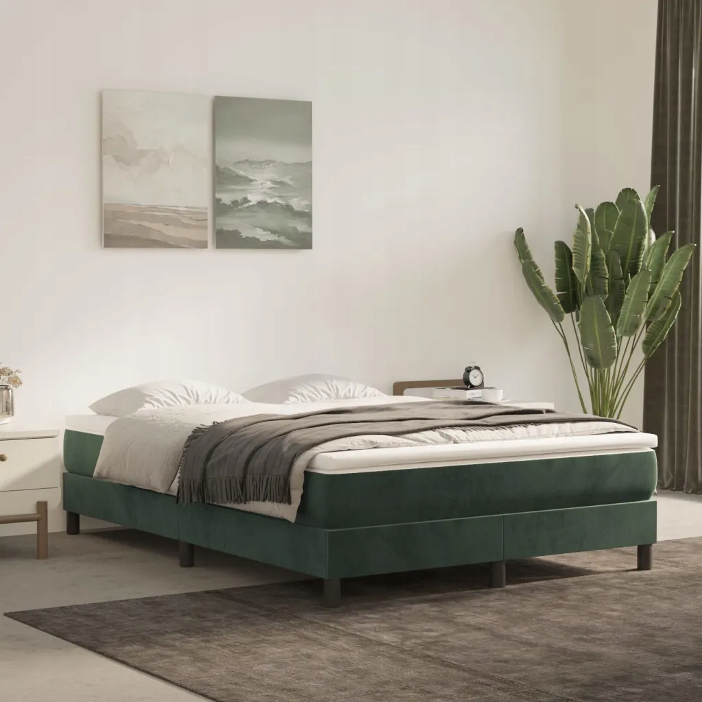Box spring postel s matrací tmavě zelená 140x190 cm samet Zelená 3144330