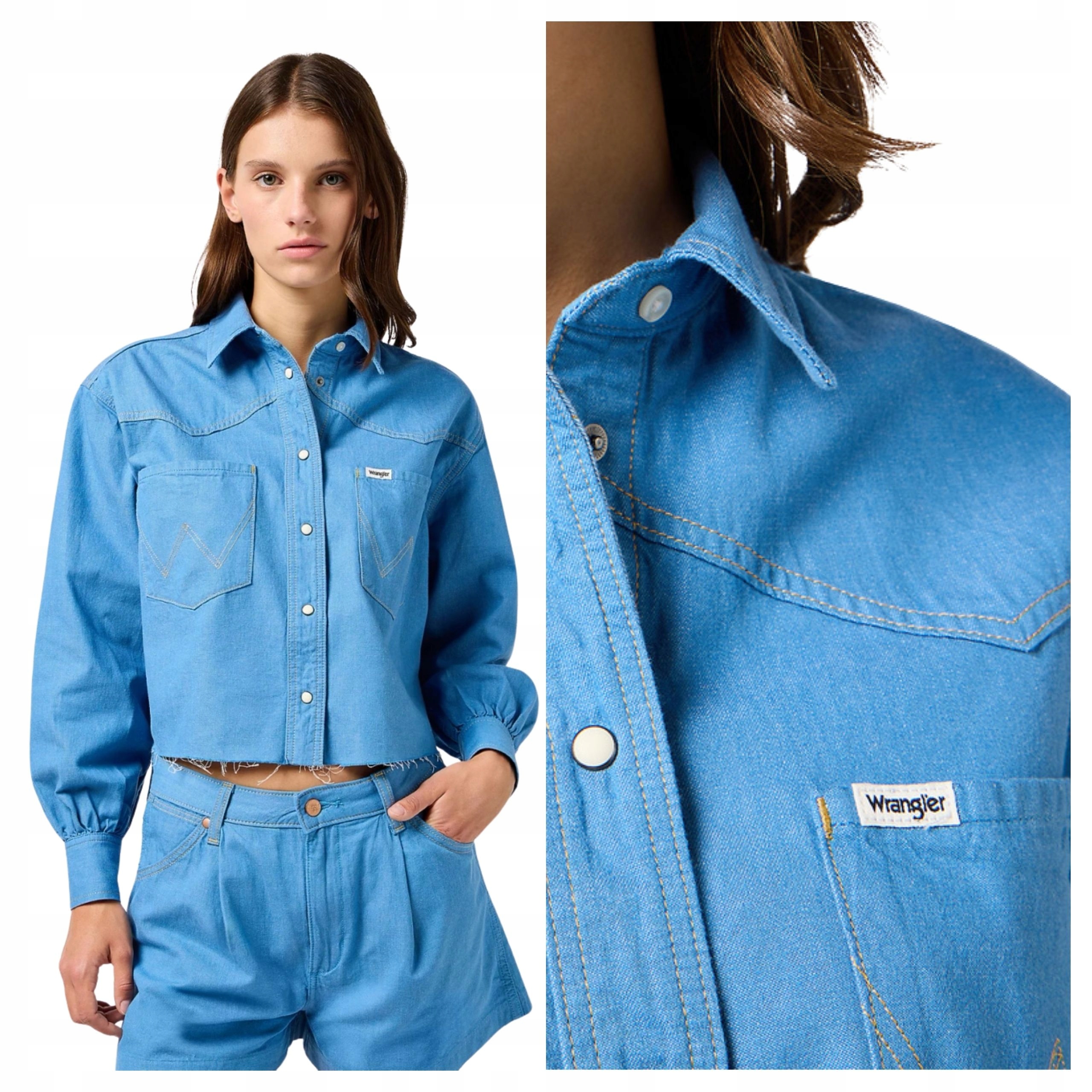 Dámská džínová košile Wrangler Cut Off Modrá Regular Fit XL