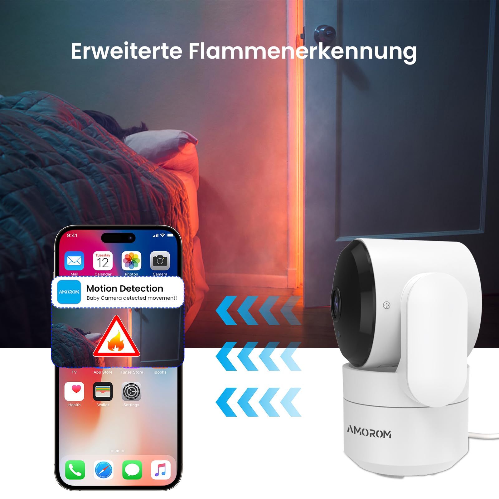AMOROM Kamera Wewnętrzna 360° 1080p z Nocnym Widzeniem i Audio — miniatura 5