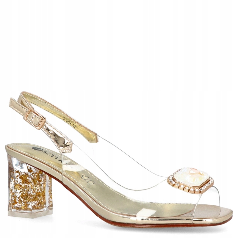 Silikonové sandály na ozdobném podpatku Scaviola S-357 Zlaté 40